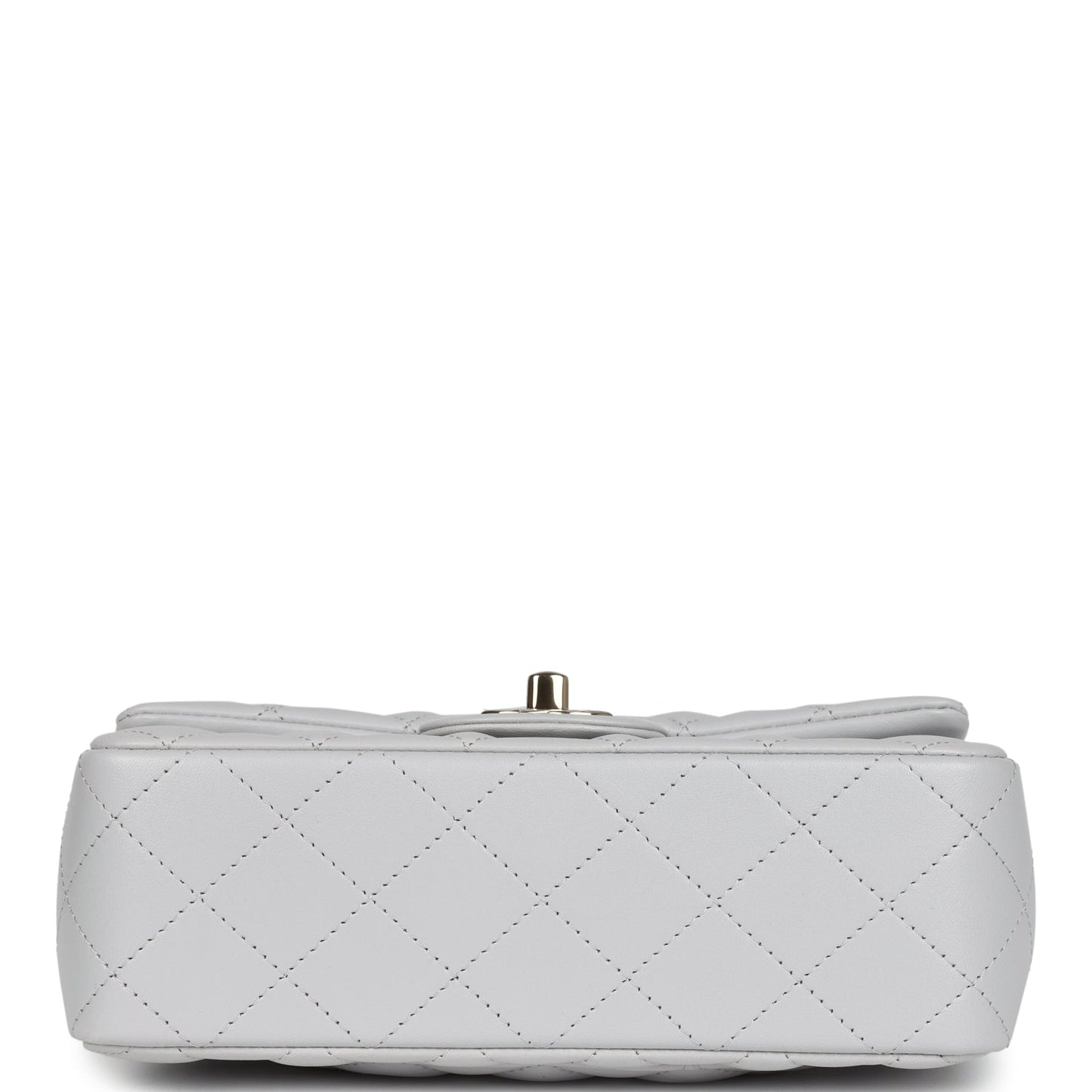 Chanel Mini Rectangular Flap Bag with Top Handle Light Grey Lambskin Light Gold Hardware