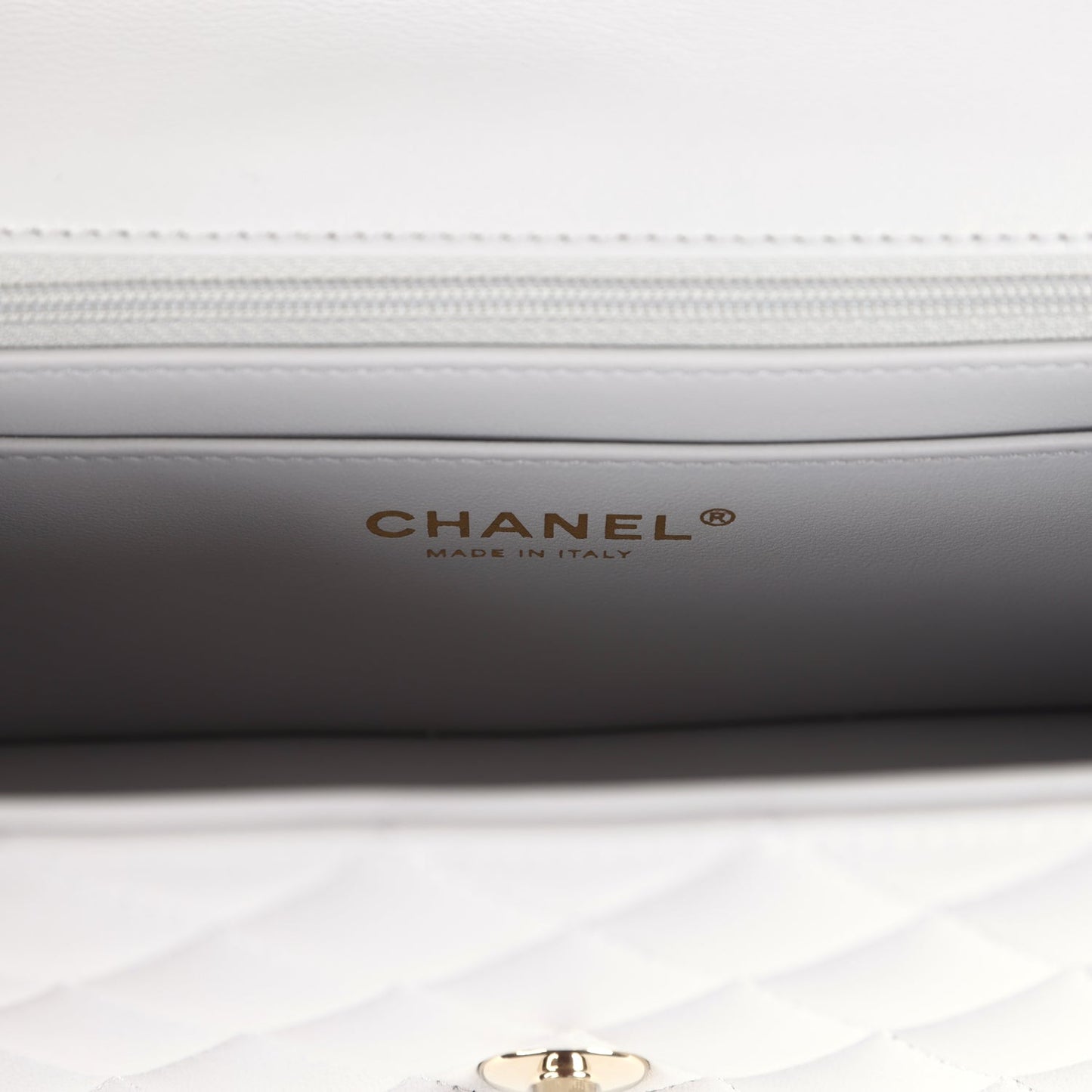 Chanel Mini Rectangular Flap Bag with Top Handle Light Grey Lambskin Light Gold Hardware