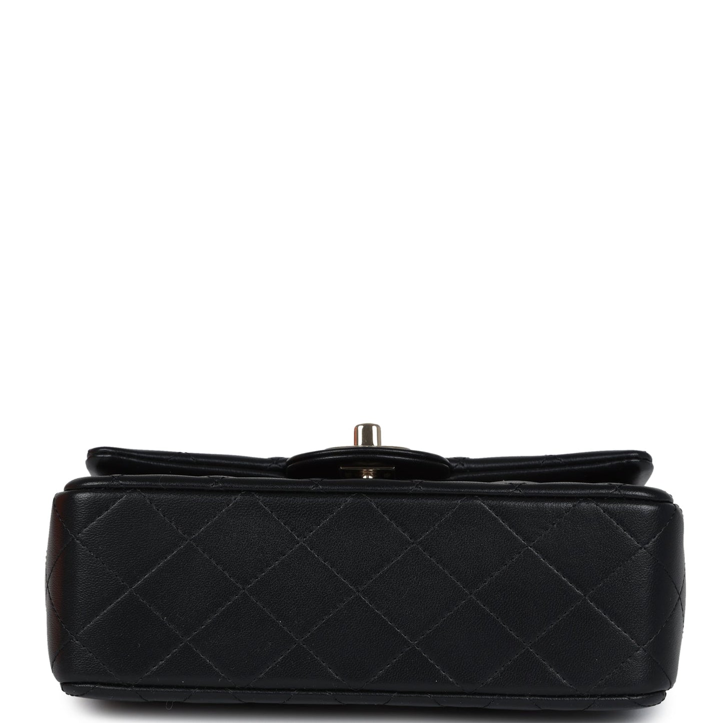Chanel Mini Rectangular Top Handle Flap Bag Black Lambskin Light Gold Hardware