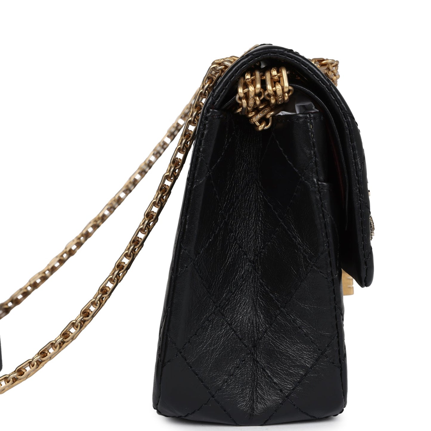 Chanel Small Reissue 225 2.55 Double Flap Lucky Charms Black Aged Calfskin Antique Gold Hardware