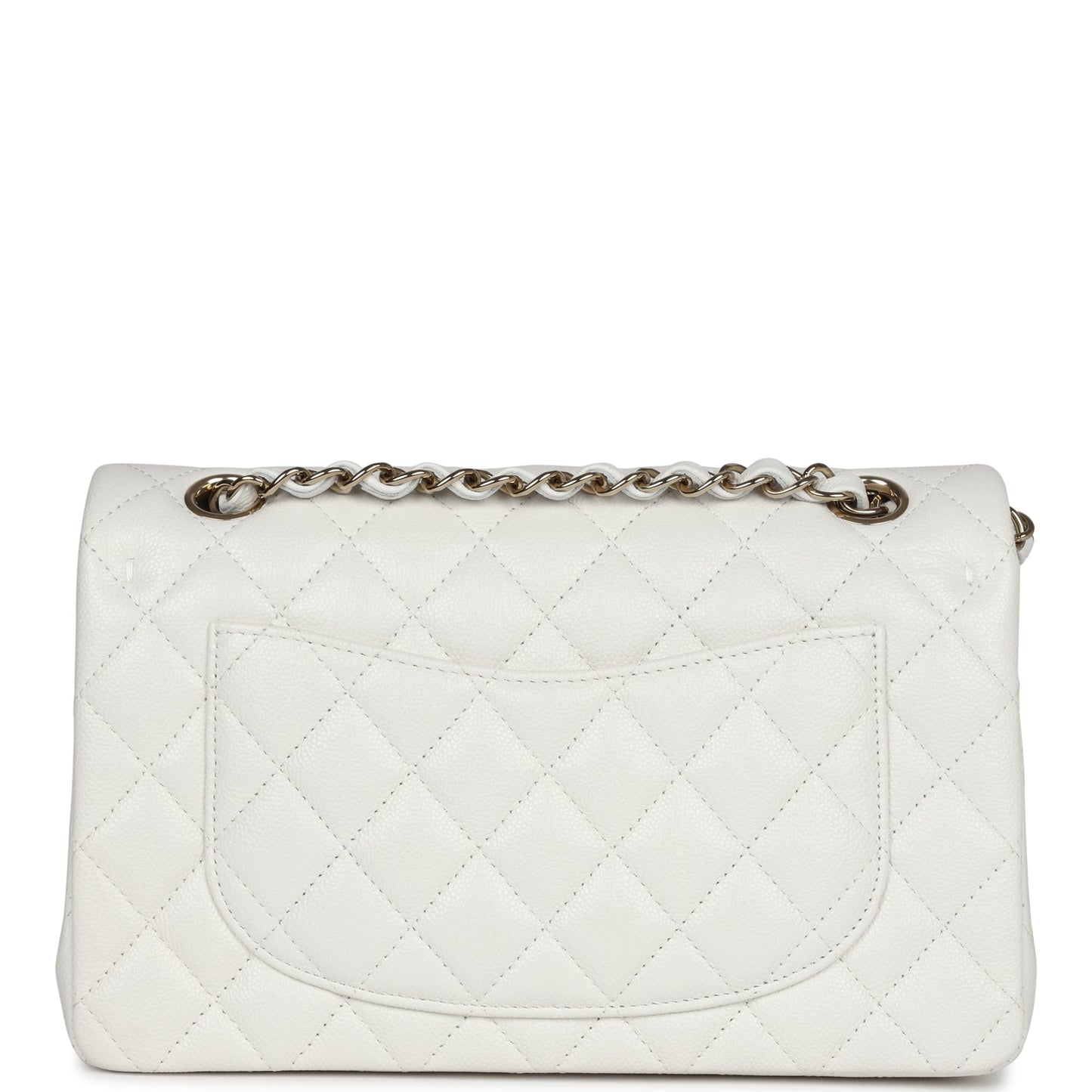 Chanel Small Classic Double Flap White Caviar Light Gold Hardware