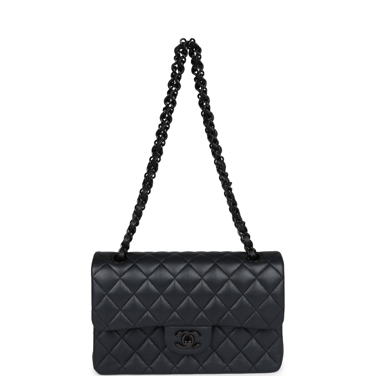 Chanel Small Classic Double Flap Bag SO Black Iridescent Lambskin Black Hardware