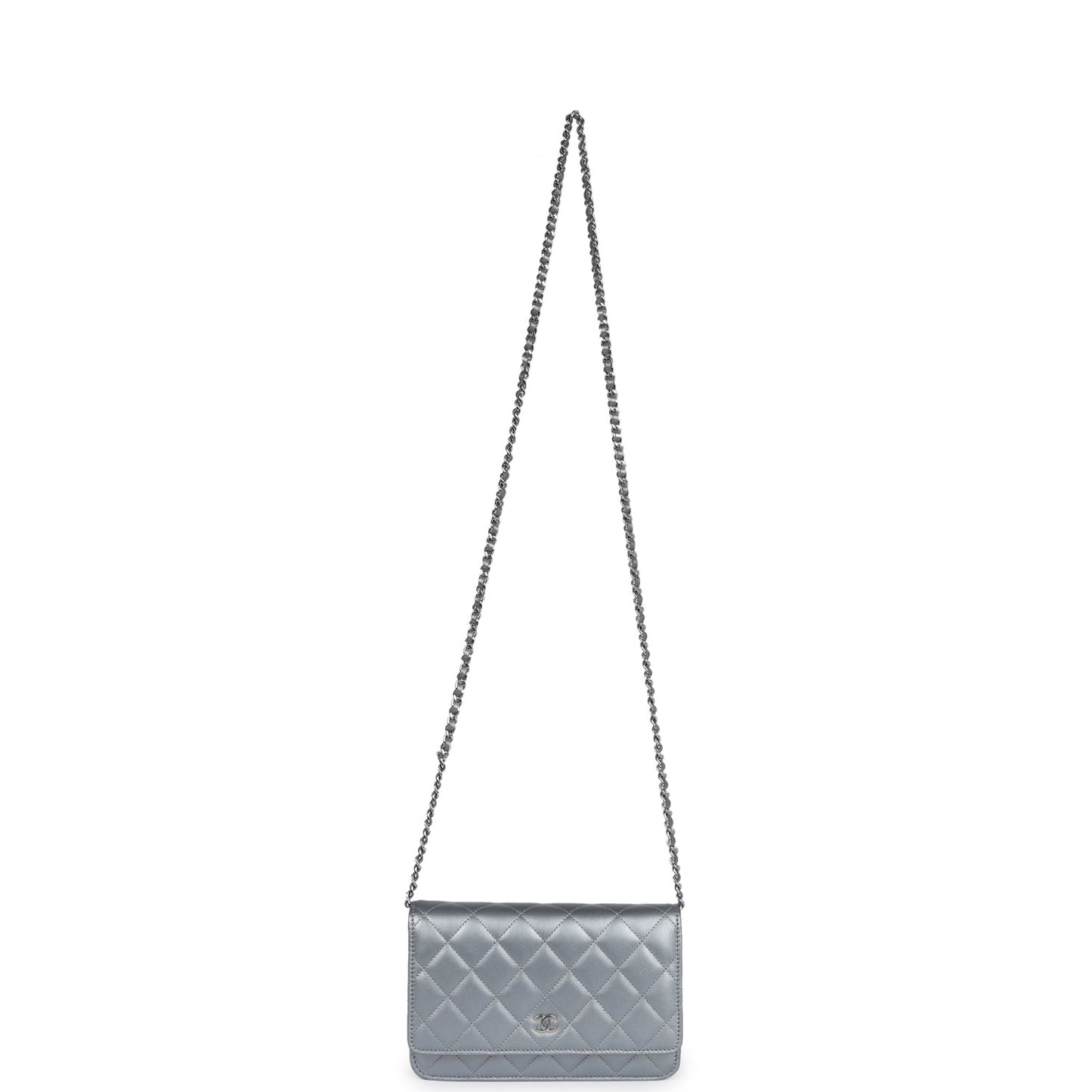 Chanel Wallet On Chain WOC Silver Metallic Lambskin Silver Hardware