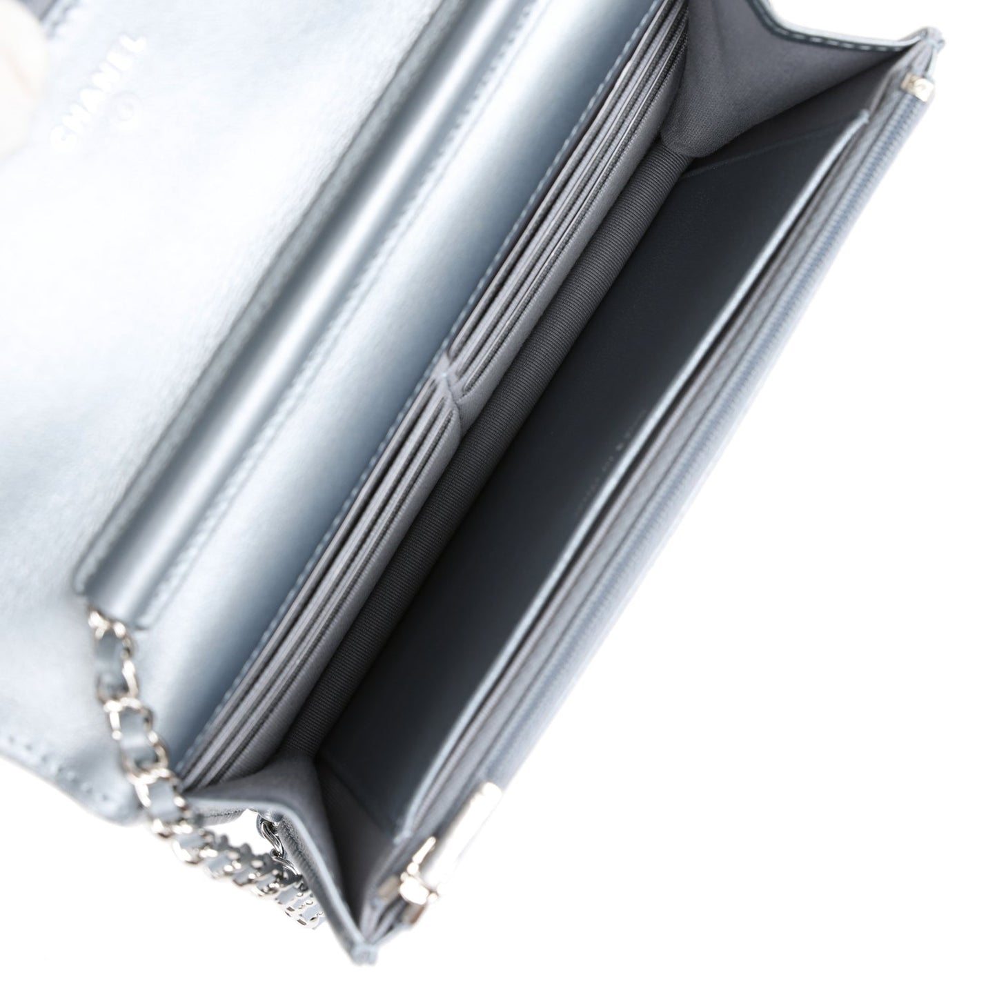 Chanel Wallet On Chain WOC Silver Metallic Lambskin Silver Hardware