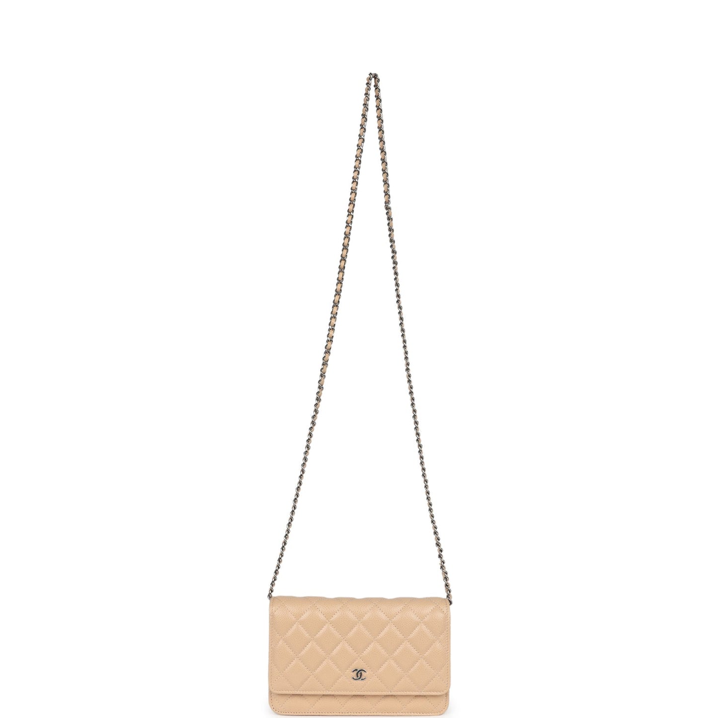 Chanel Wallet On Chain WOC Beige Caviar Silver Hardware