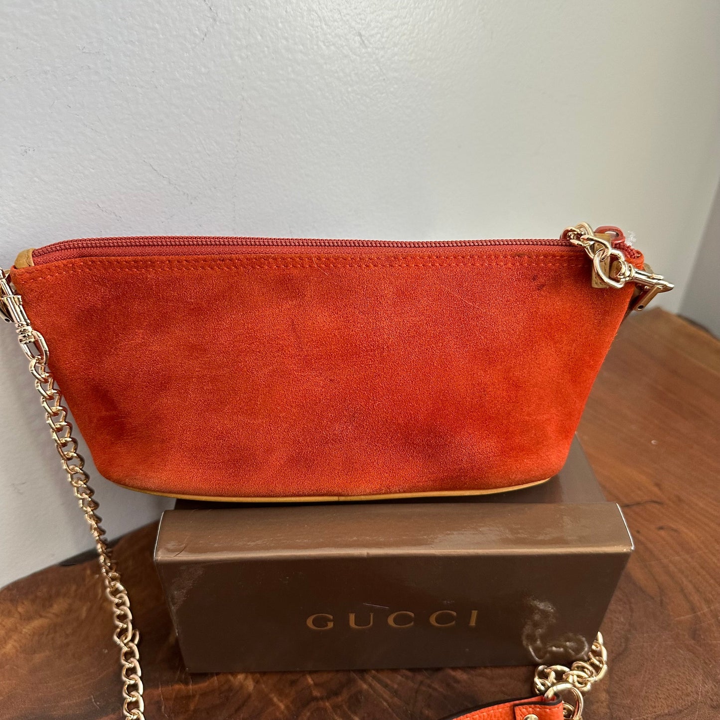 The Junco Crossbody - Orvis bags Suede GG in Rust Orange