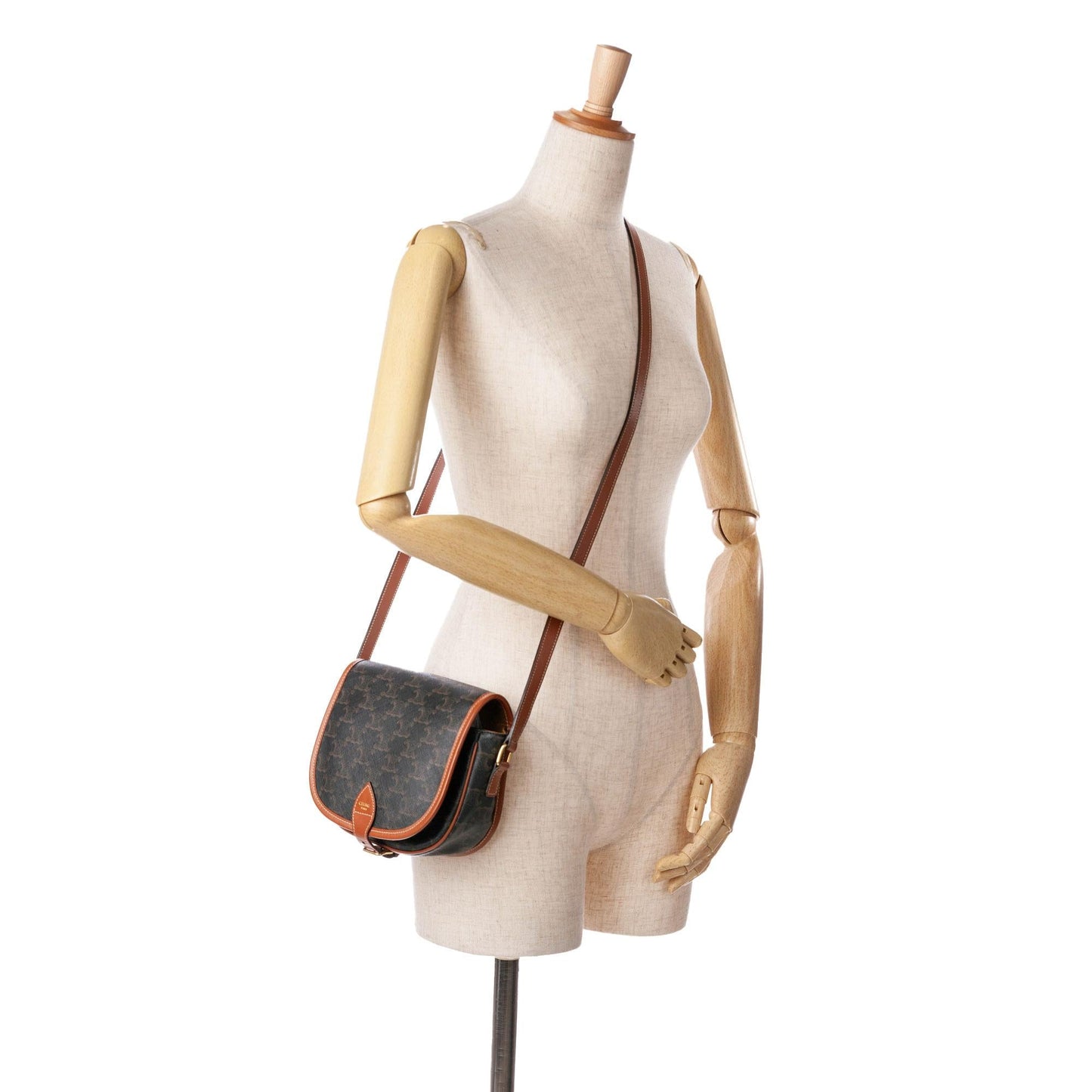 Celine Medium Triomphe Coated Canvas Folco Crossbody