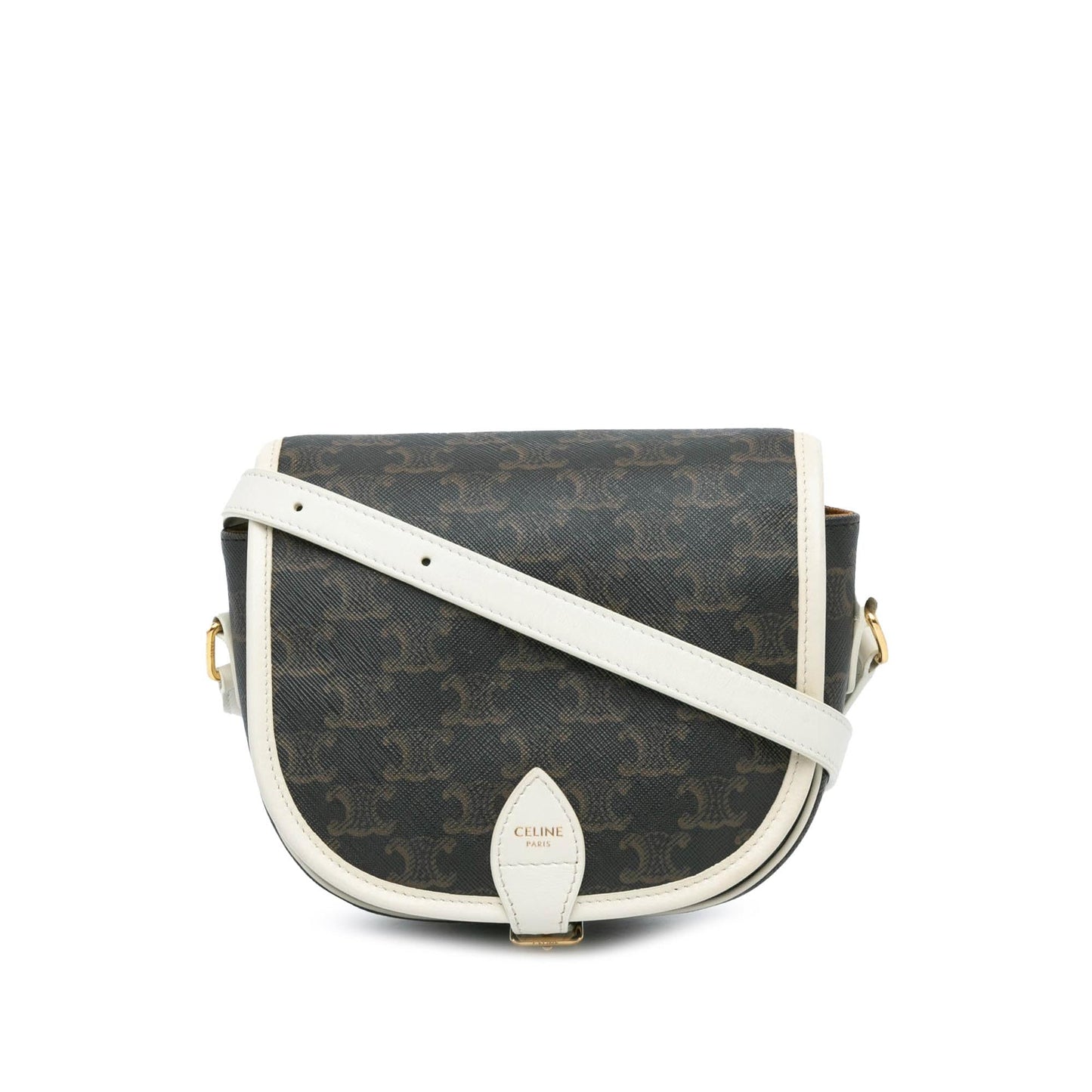 Celine Medium Triomphe Coated Canvas Folco Crossbody