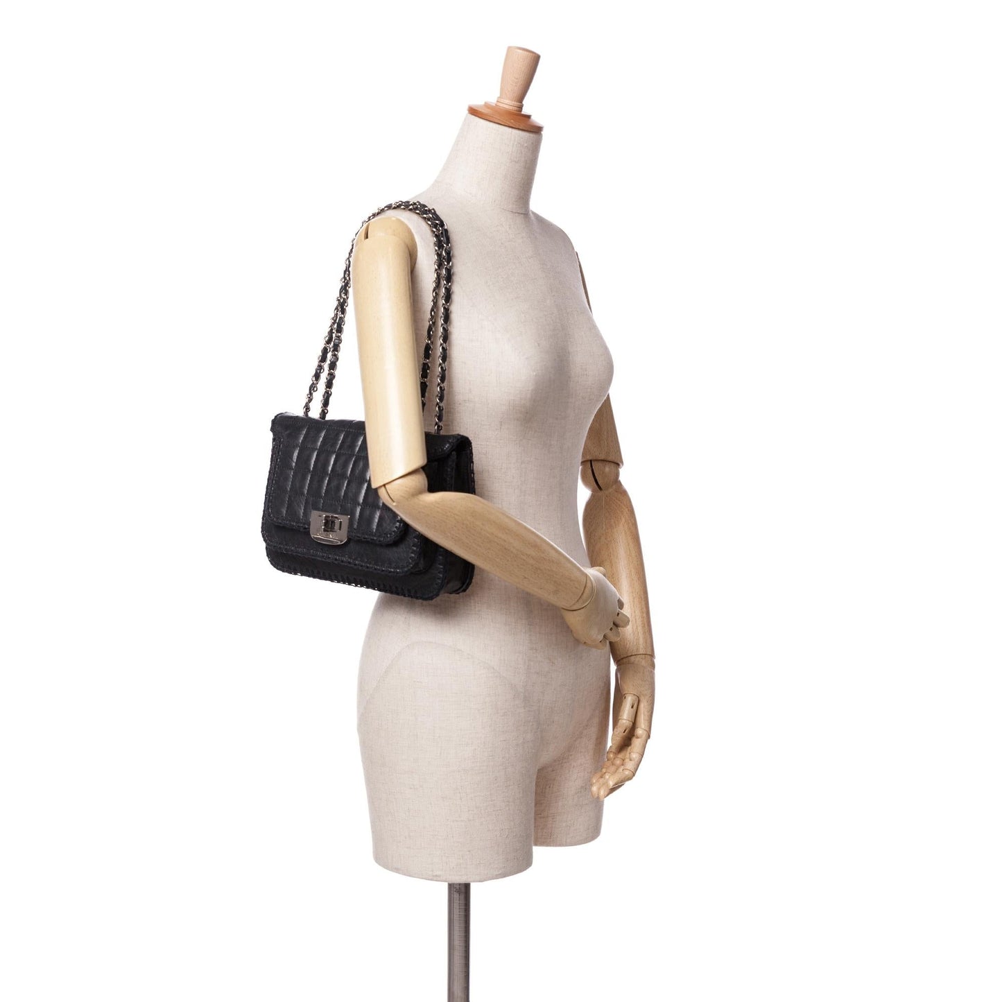 Chanel Aged Calfskin Whipstitch Chocolate Bar Mademoiselle Flap