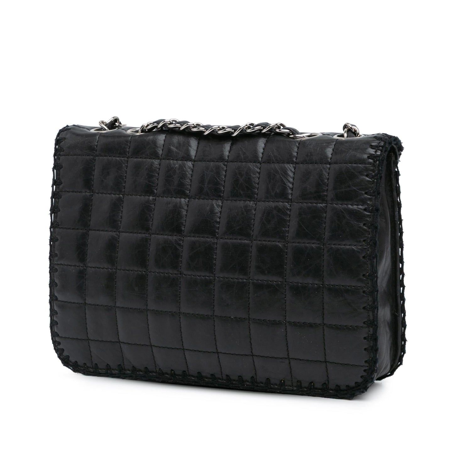 Chanel Aged Calfskin Whipstitch Chocolate Bar Mademoiselle Flap