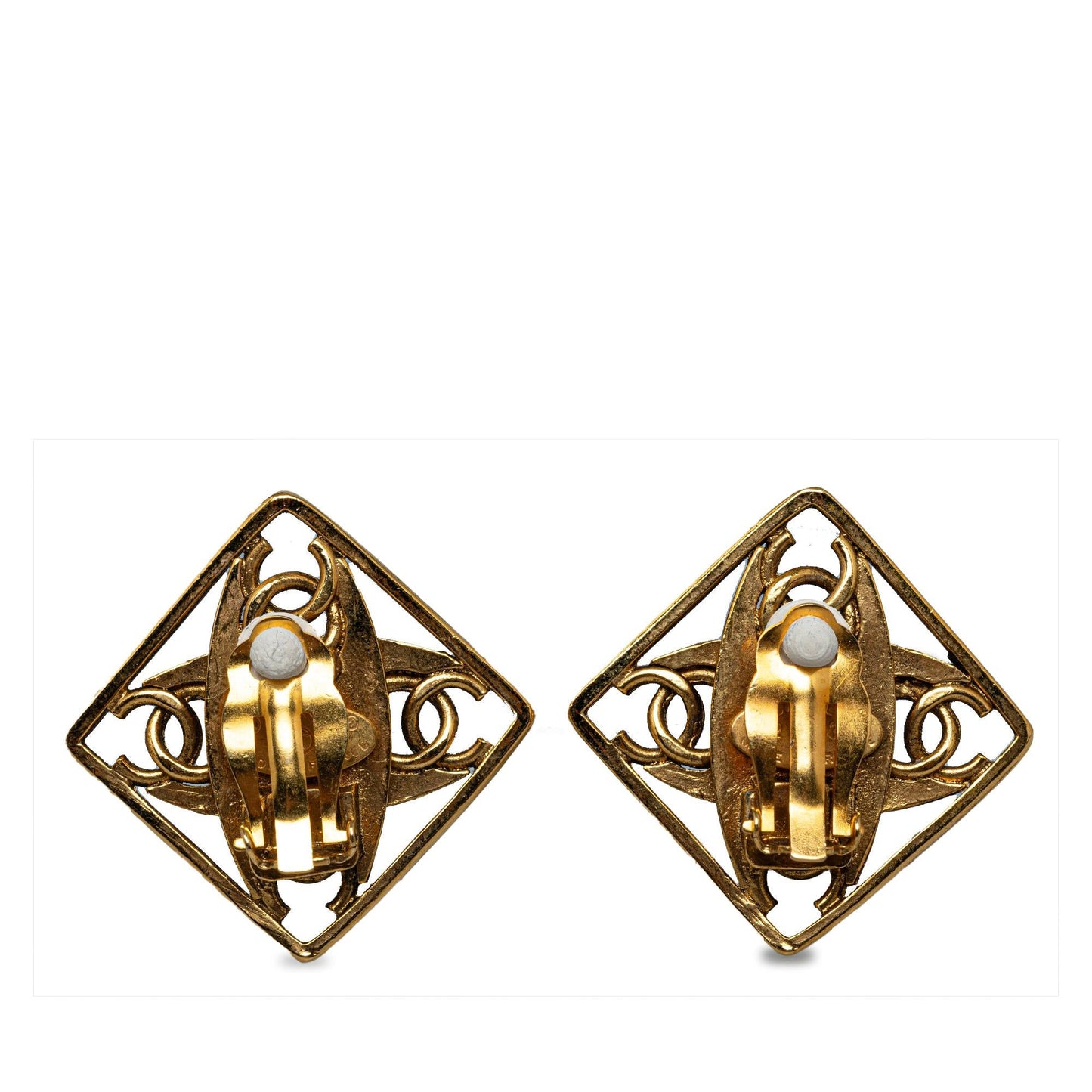 Chanel CC Faux Pearl Clip On Earrings