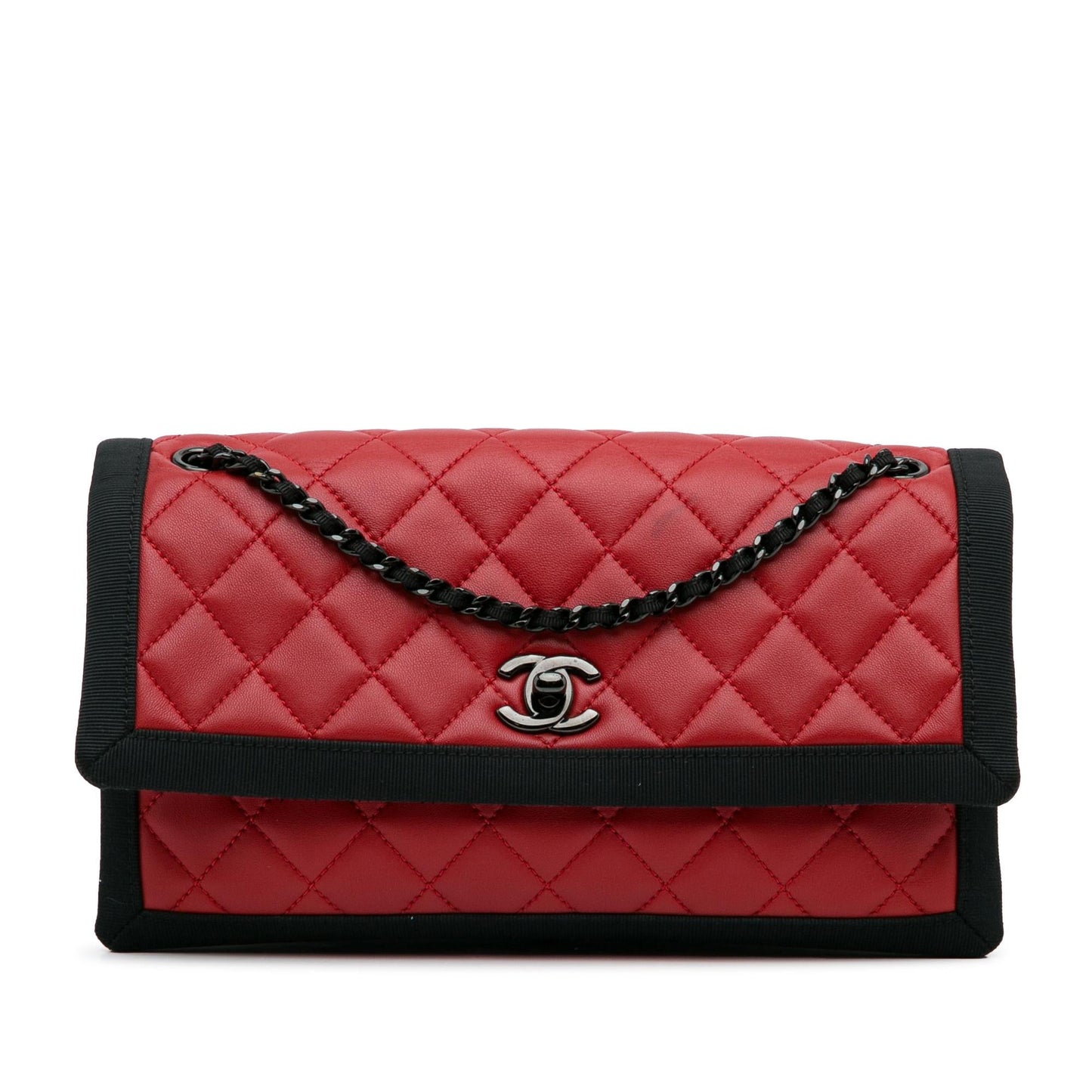 Chanel CC Grossgrain trim Lambskin Flap Shoulder Bag
