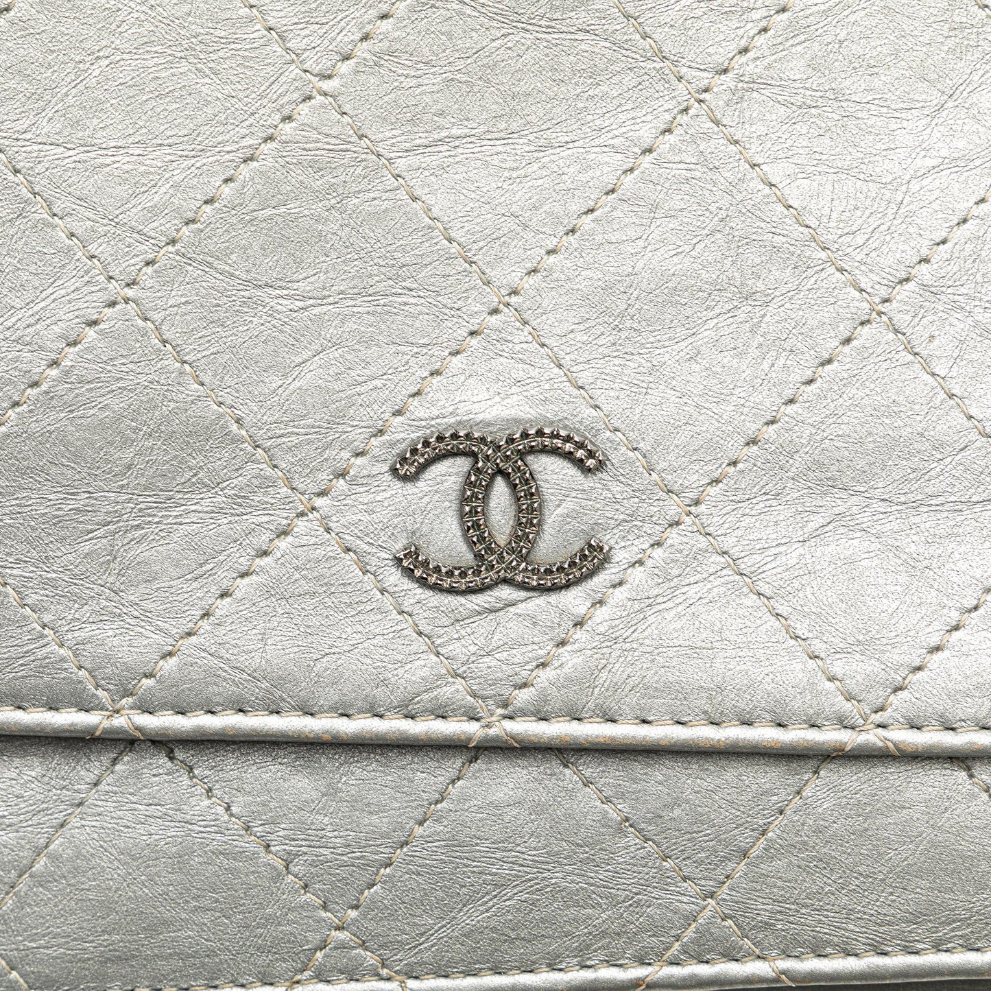 Chanel CC Quilted Aged Calfskin Wallet On Chain