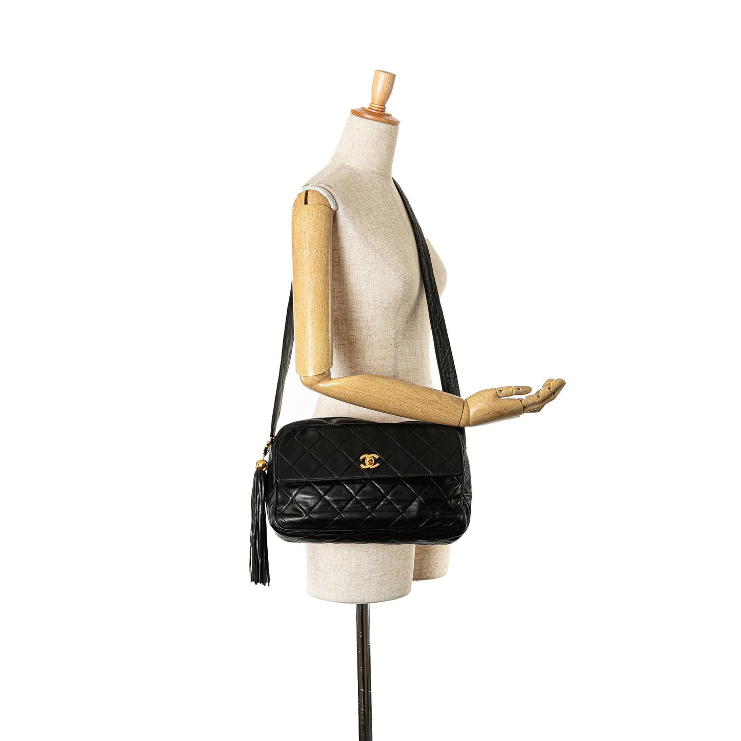 Chanel CC Quilted Lambskin Tassel Crossbody