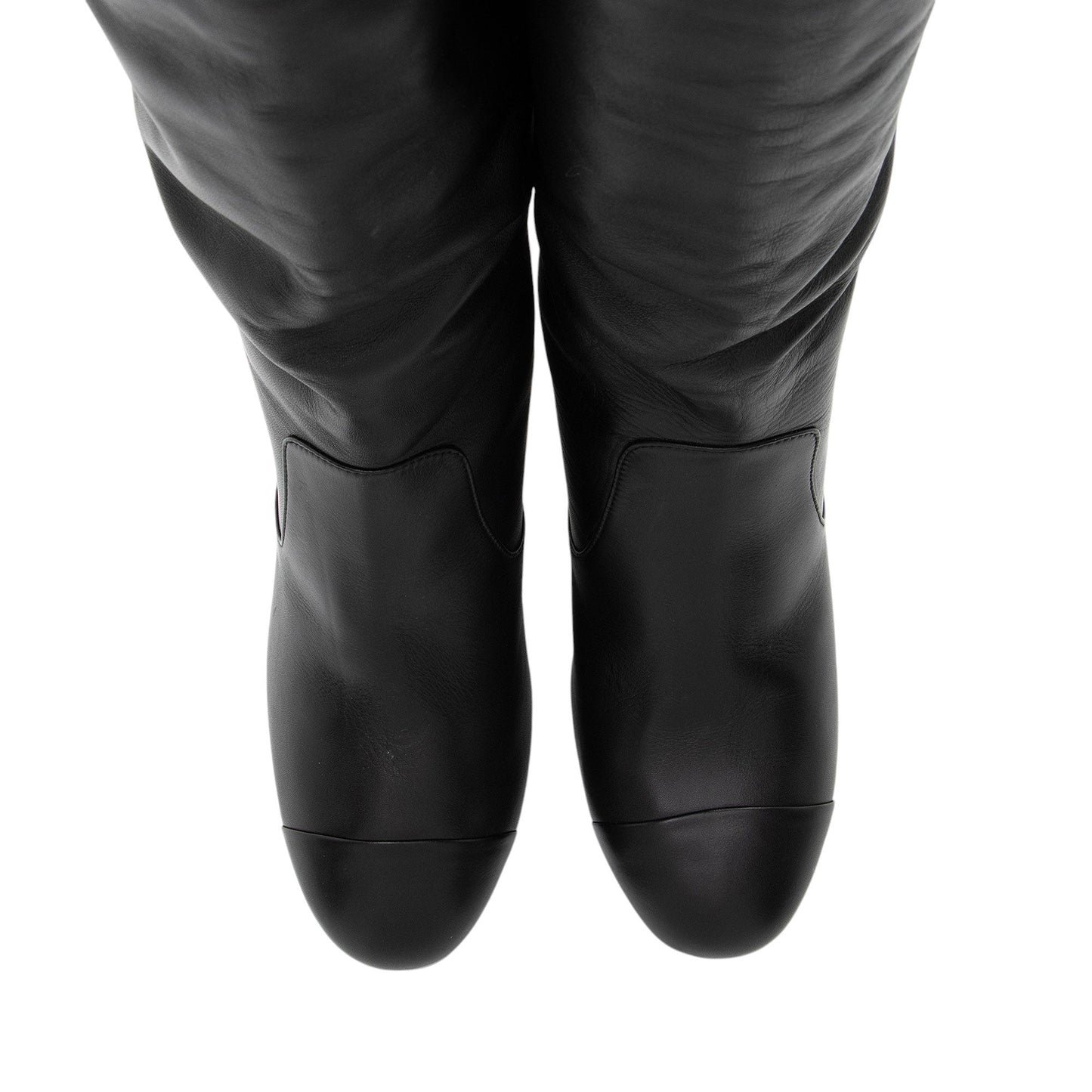 Chanel Calfskin CC Chain Knee High Boots - Size 9.5 / 39.5