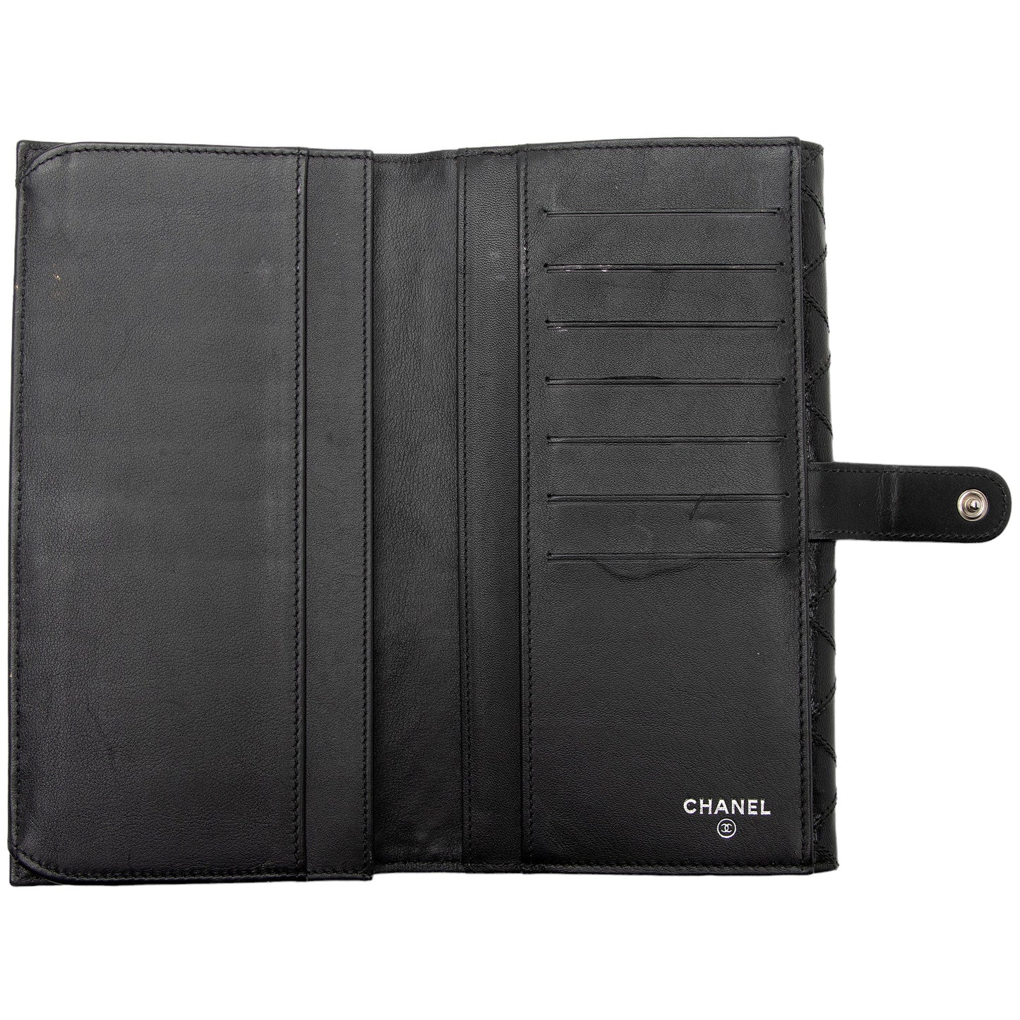 Chanel Calfskin Diamond Wild Stitch French Purse Wallet (SHF-snVzTa)