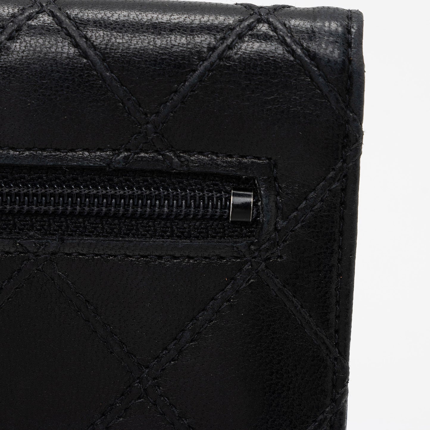 Chanel Calfskin Diamond Wild Stitch Envelope Wallet (SHF-pNxSvK)