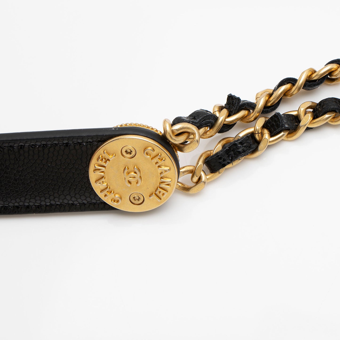 Chanel Caviar Leather Twist You Buttons Chain Belt Bag