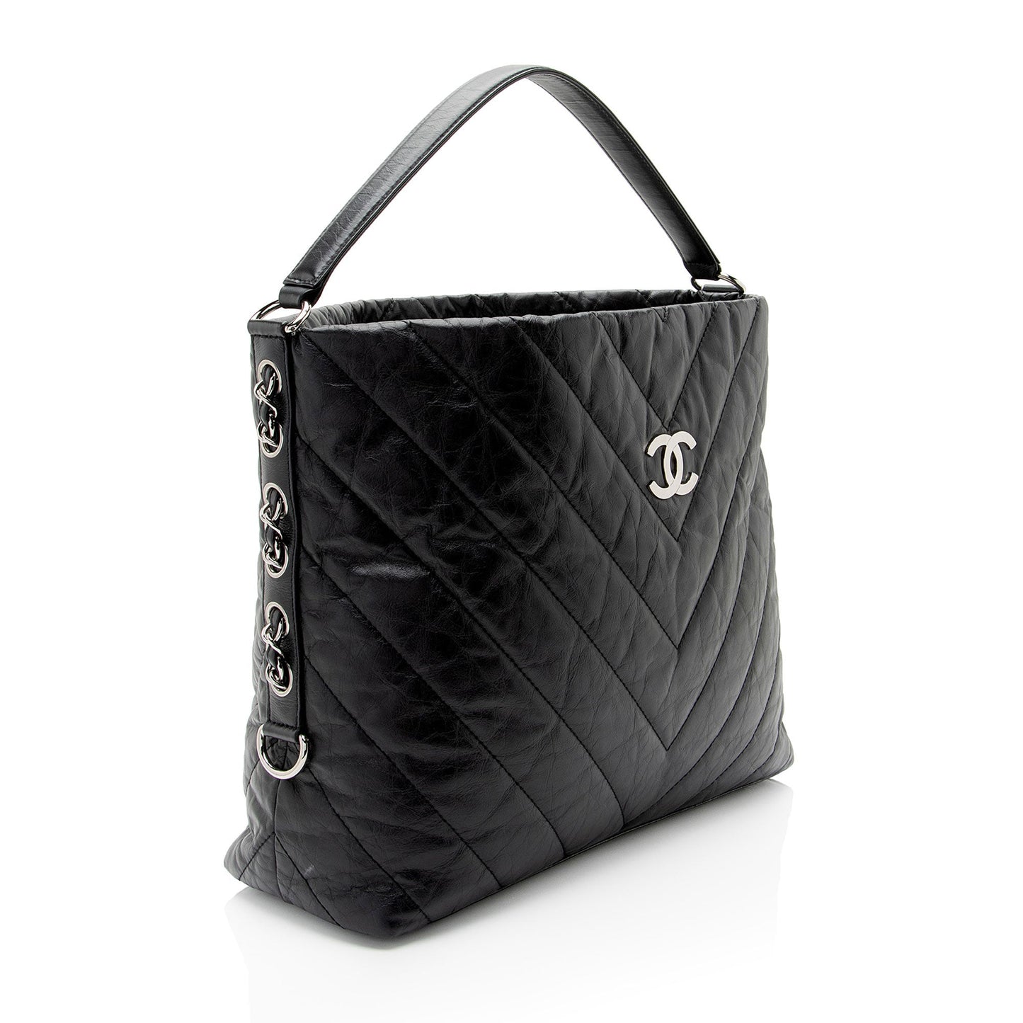 Chanel Chevron Aged Calfskin Big Bang Hobo (SHF-3kJJhz)