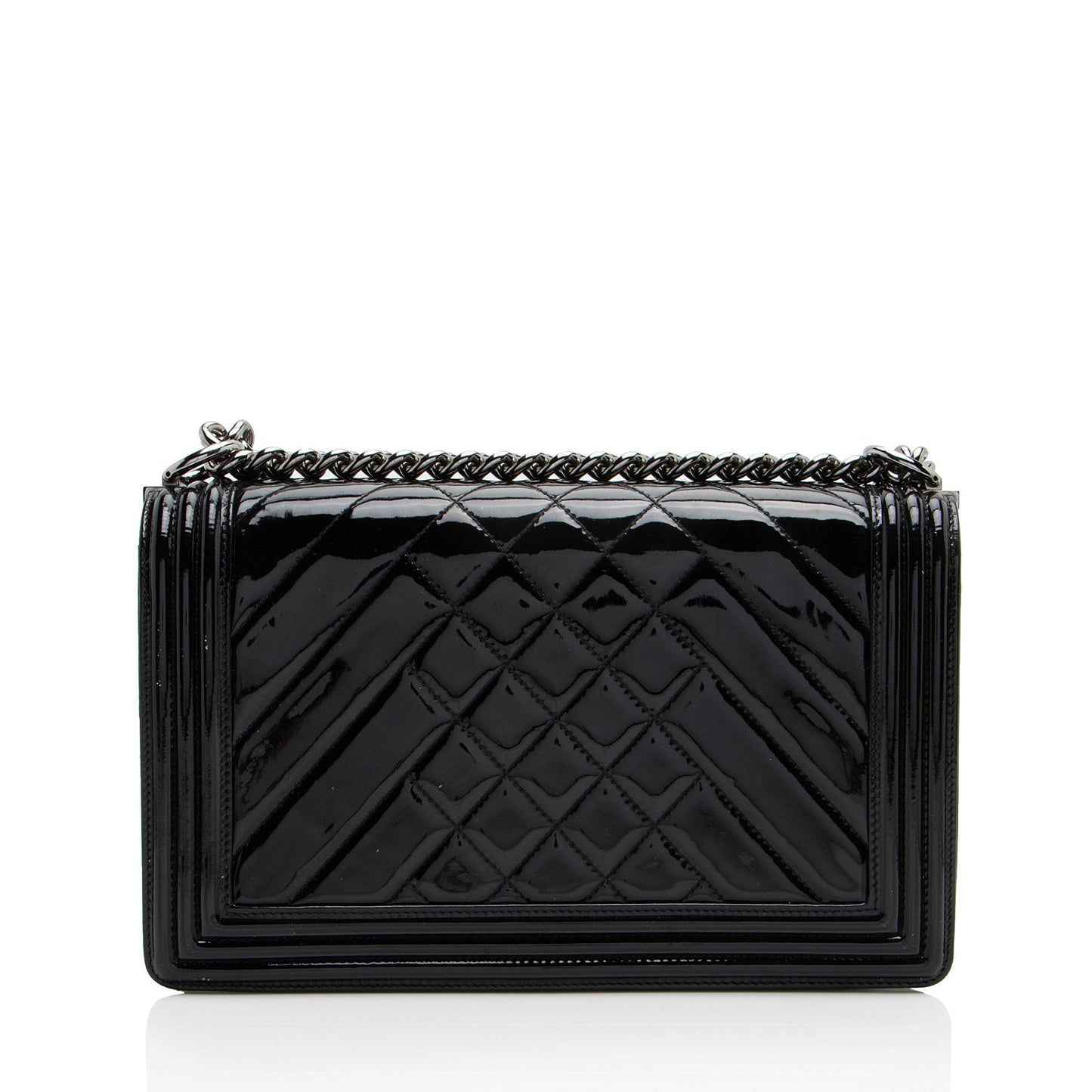 Chanel Chevron Patent Leather New Medium Boy Bag