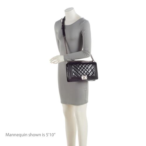 Chanel Chevron Patent Leather New Medium Boy Bag