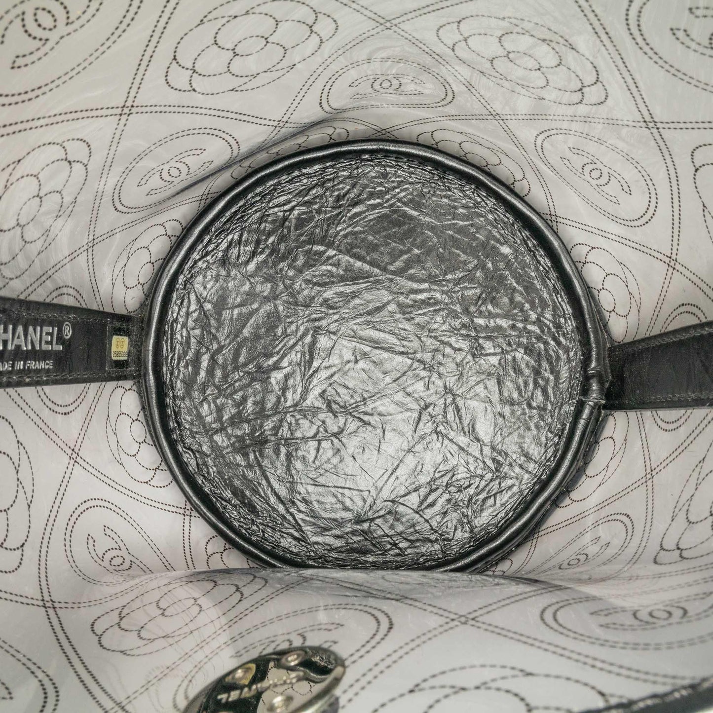 Chanel Crumpled Calfskin PVC Camellia Bucket