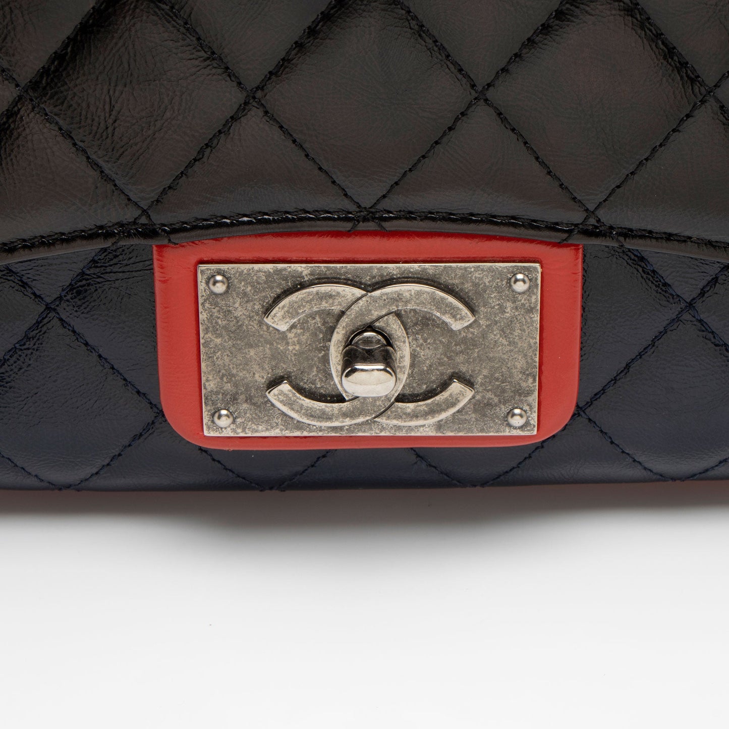 Chanel Glazed Calfskin CC Plate Medium Flap Bag