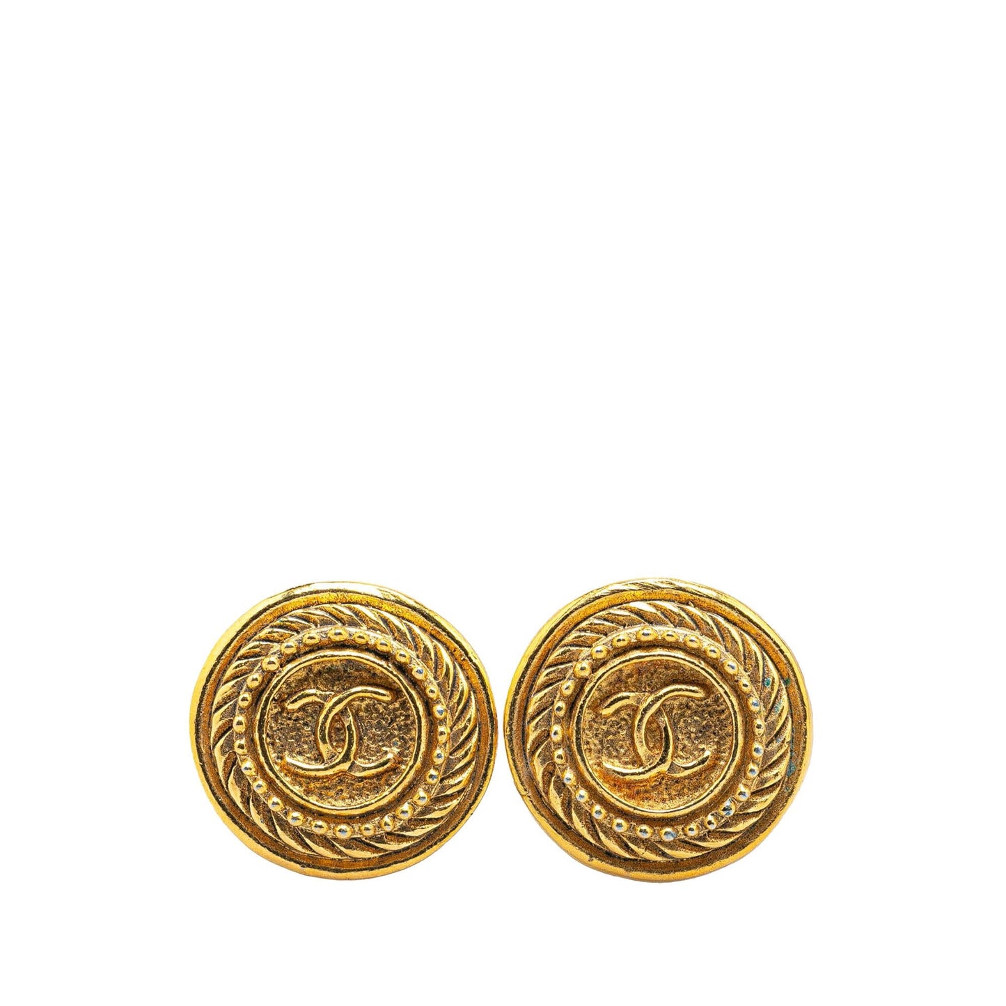 Chanel Gold Plated CC Clip On Earrings