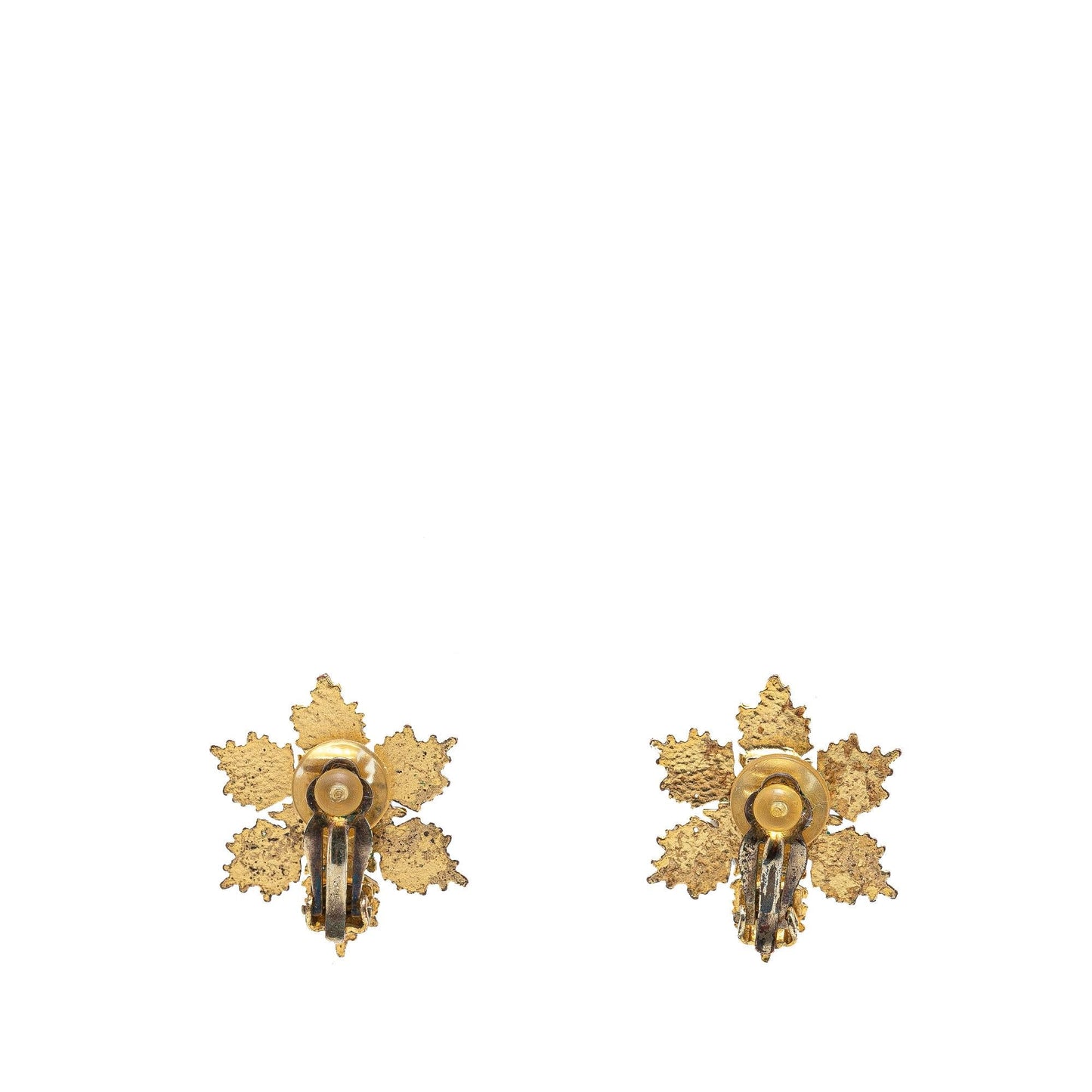 Chanel Gold Plated CC Snowflake Clip On Earrings
