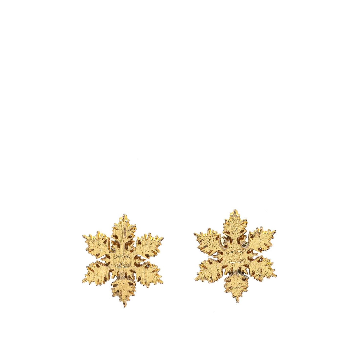 Chanel Gold Plated CC Snowflake Clip On Earrings