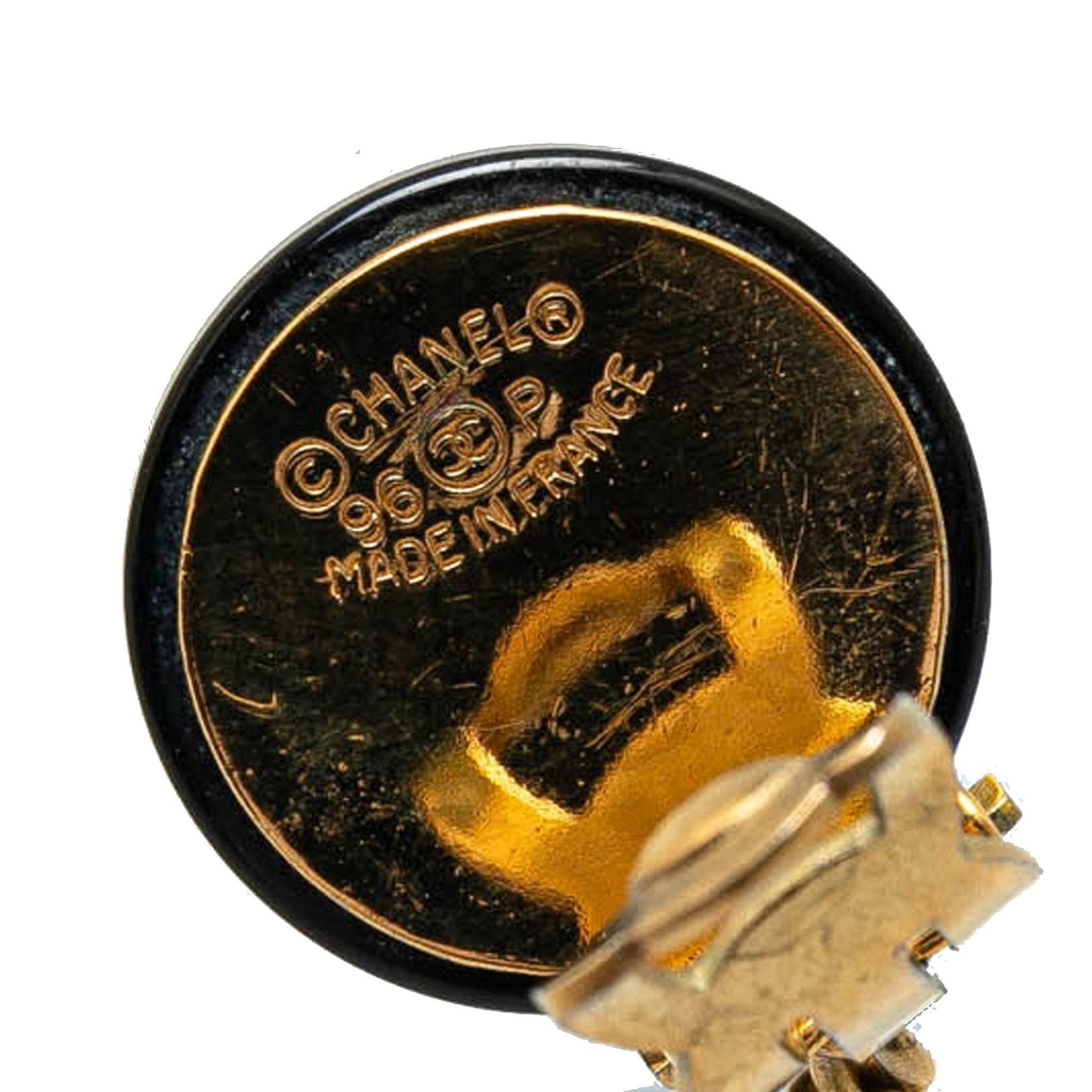 Chanel Gold Plated Faux Pearl CC Drop Clip On Earrings