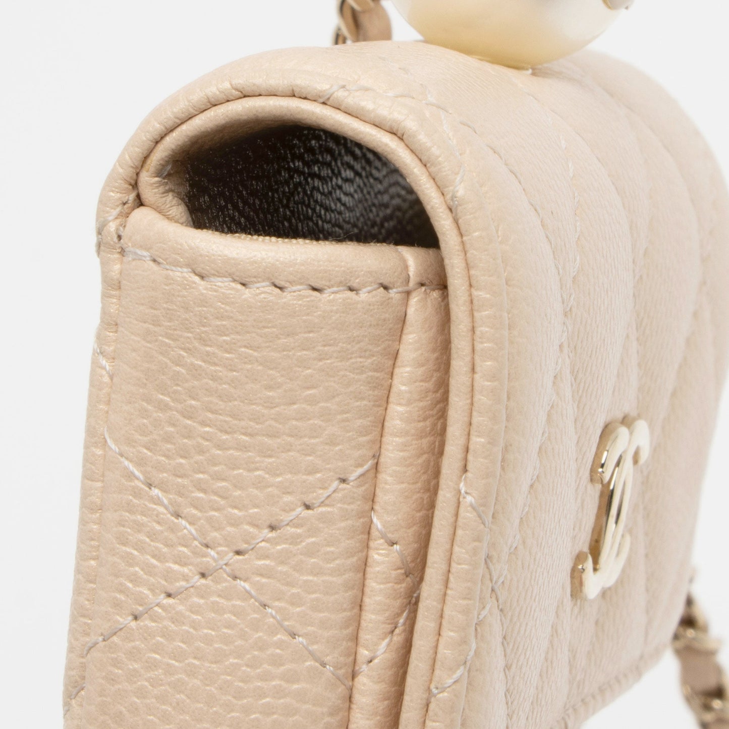 Chanel Iridescent Caviar Leather Pearl On Top Crossbody