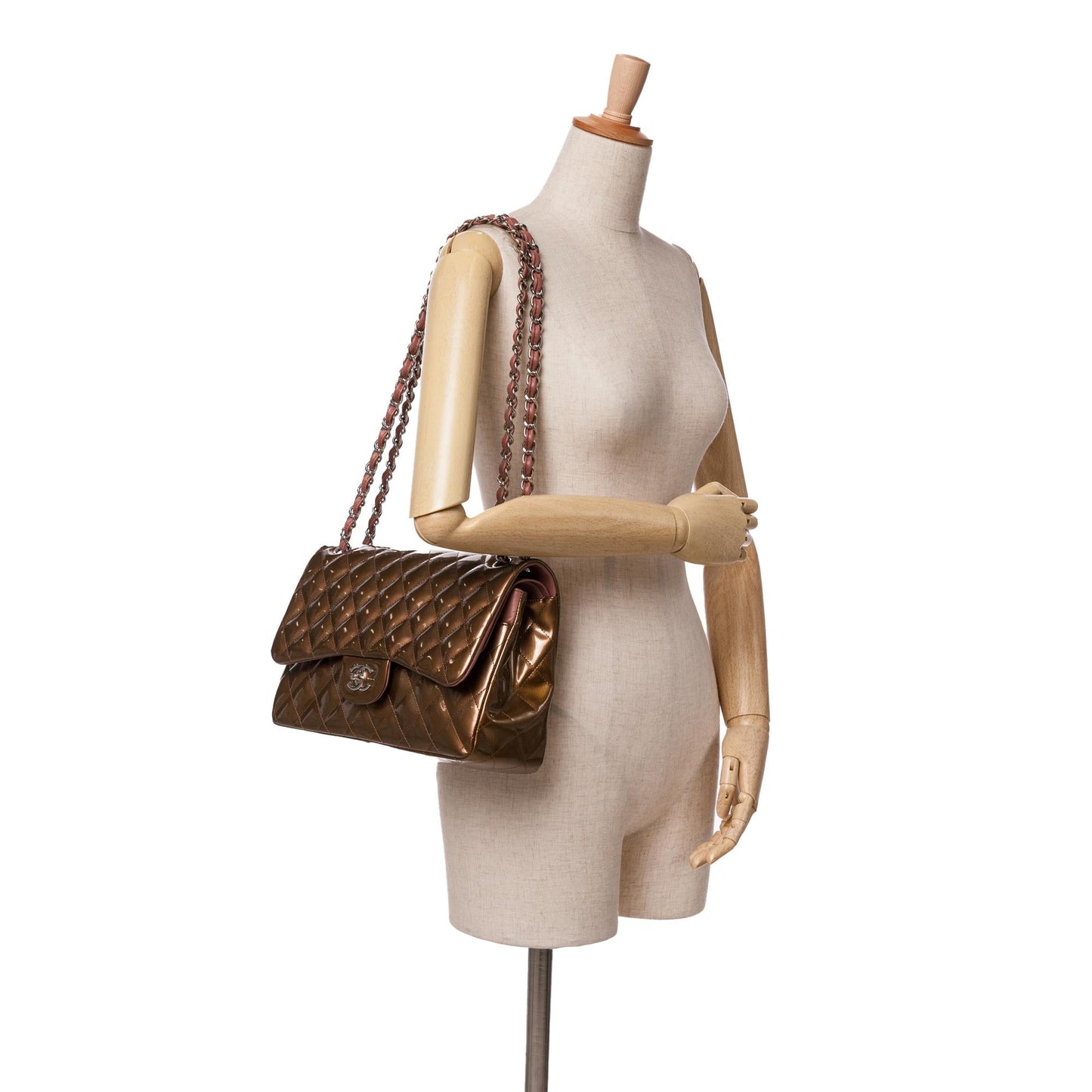 Chanel Jumbo Classic Metallic Patent Double Flap