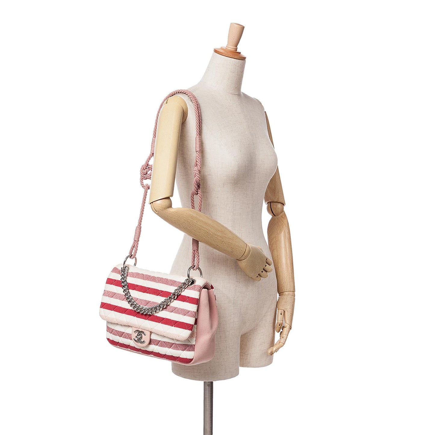 Chanel Jumbo Stripe Jersey Felt and Rope Flap