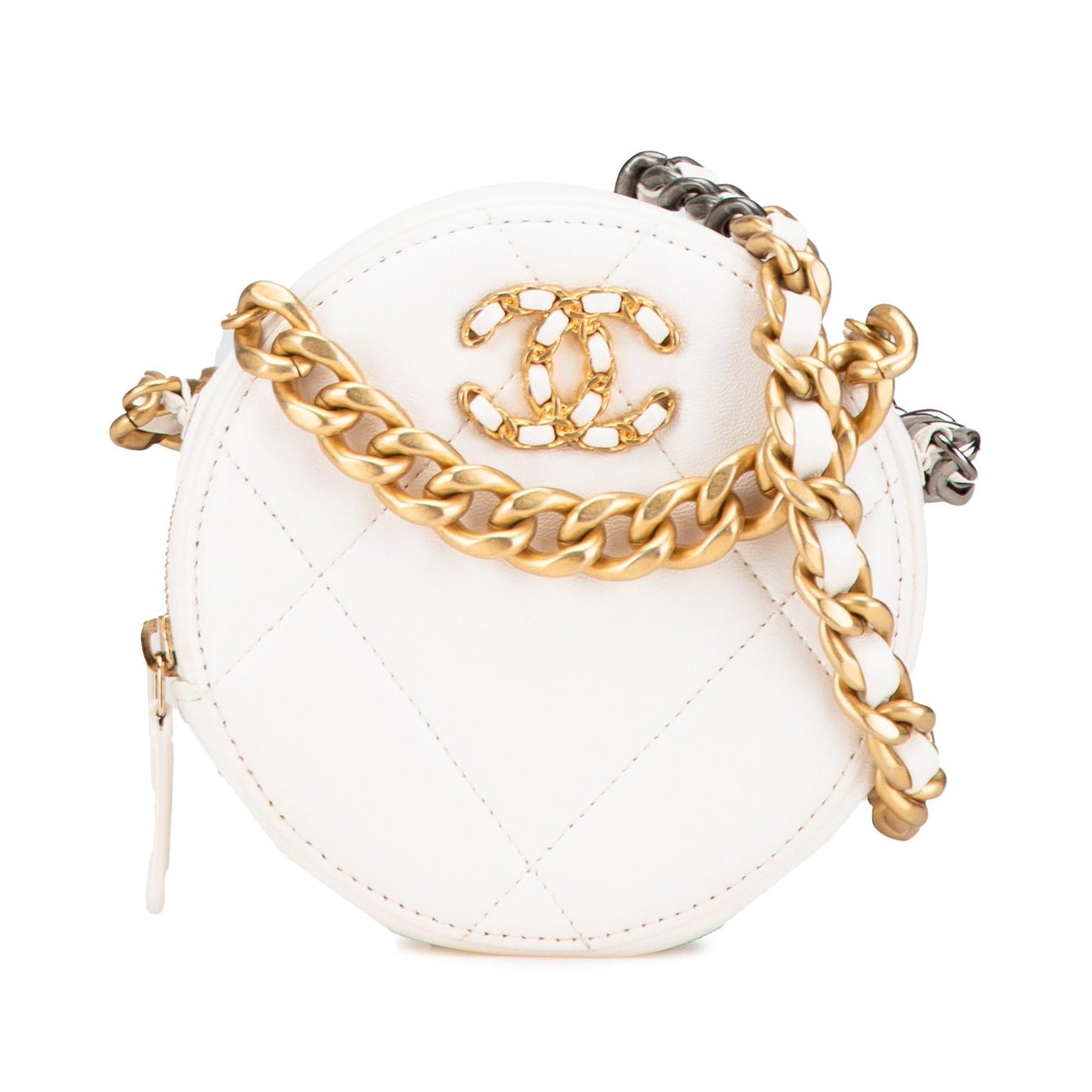 Chanel Lambskin 19 Round Clutch with Chain