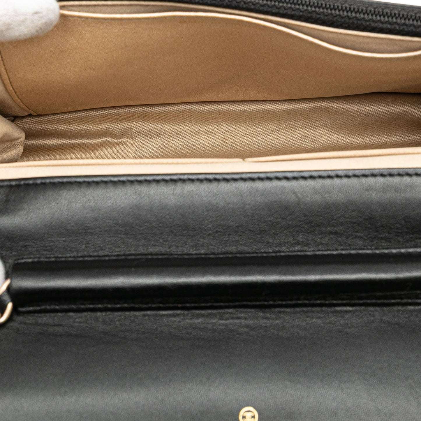 Chanel Lambskin Camellia Embossed Wallet On Chain