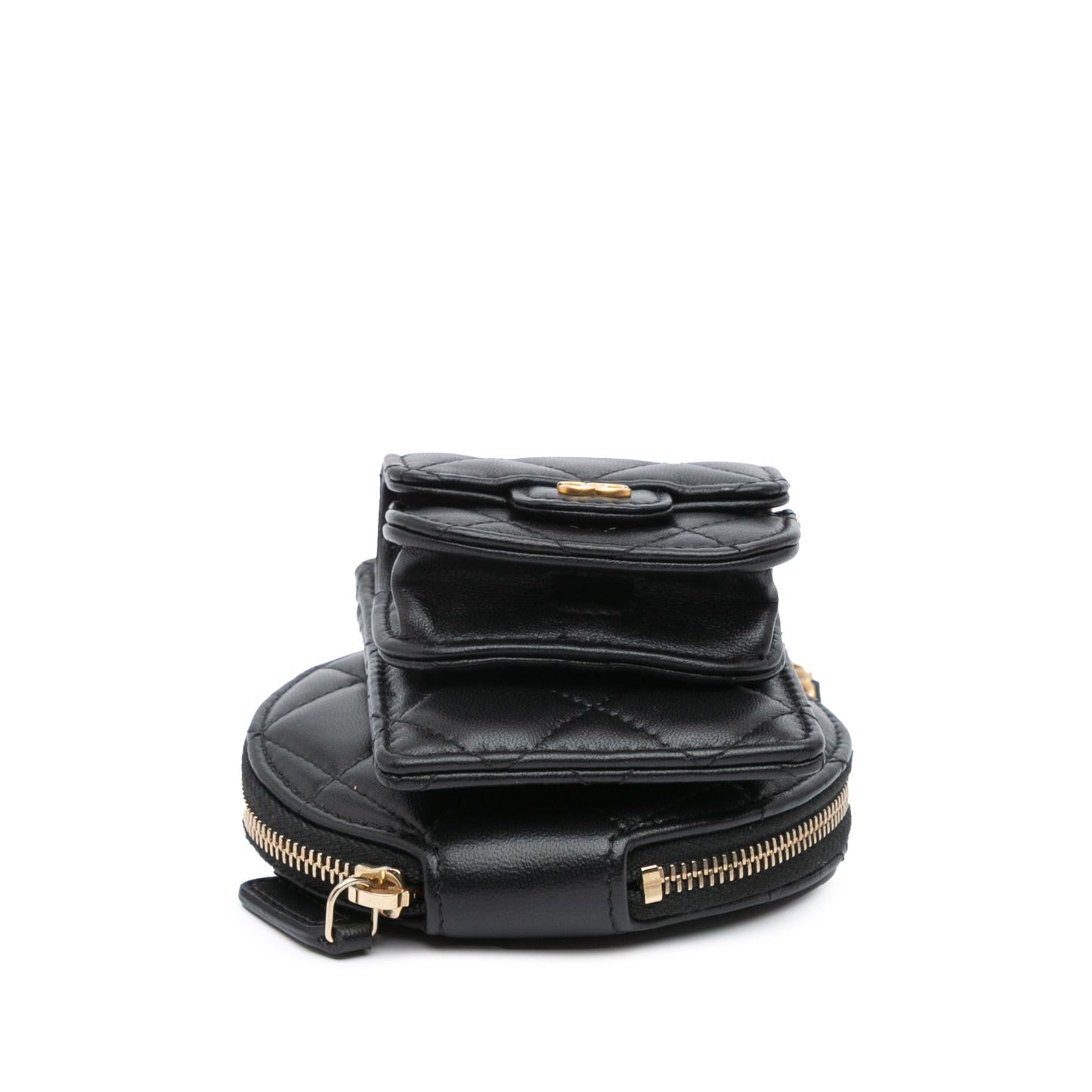 Chanel Lambskin Pearl Crown CC Wristlet Multi Pouches