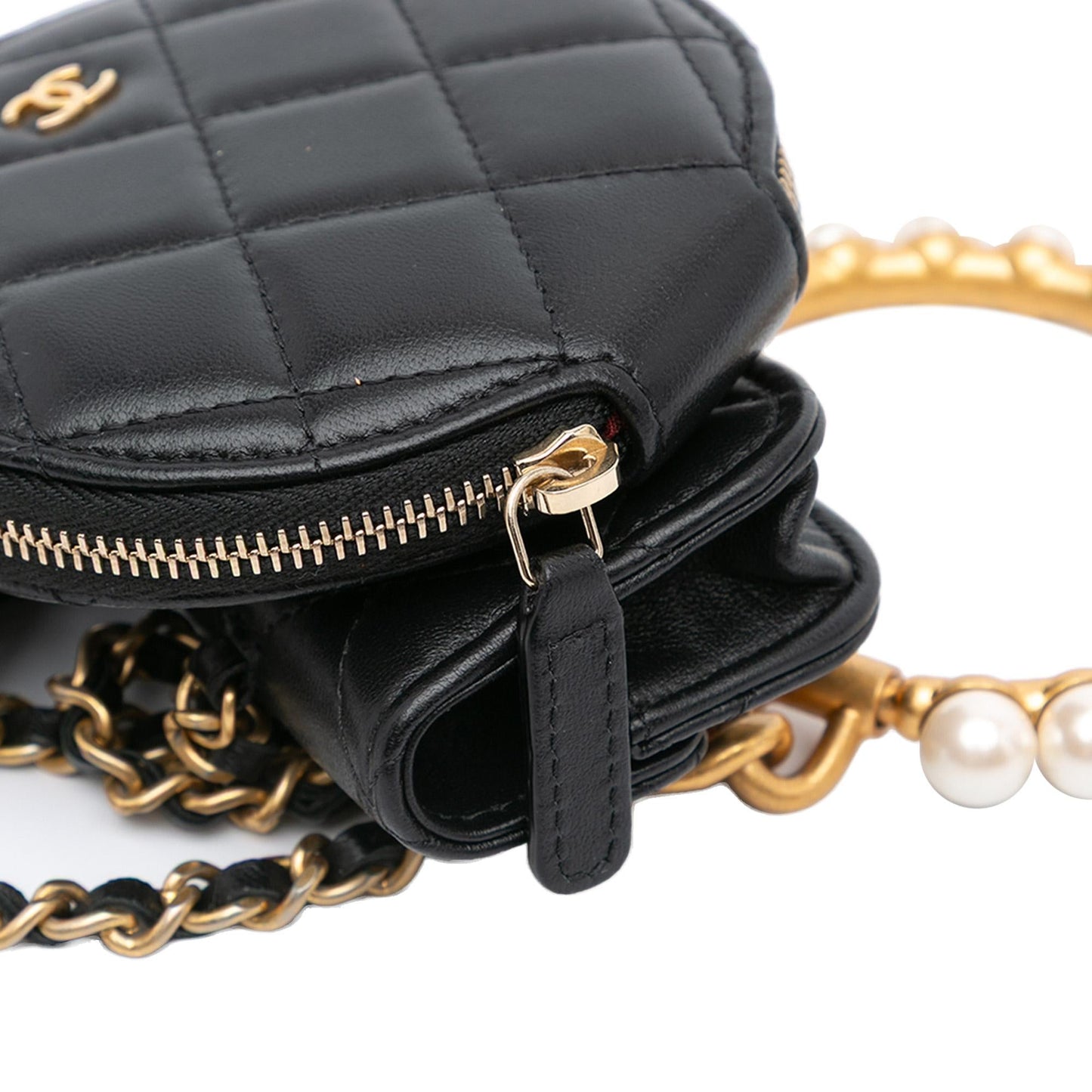 Chanel Lambskin Pearl Crown CC Wristlet Multi Pouches