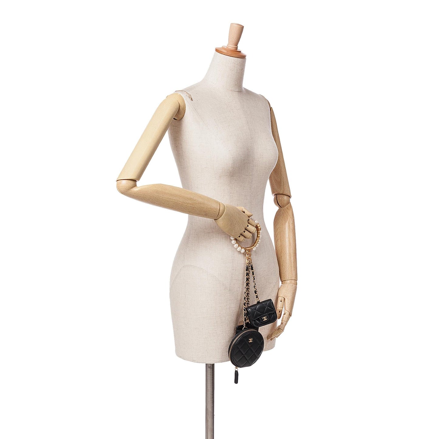 Chanel Lambskin Pearl Crown CC Wristlet Multi Pouches
