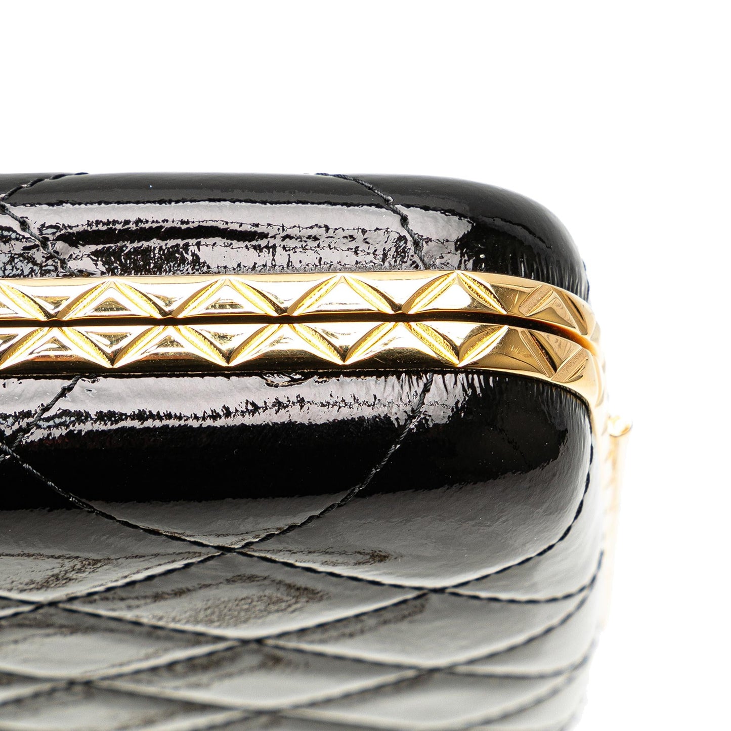 Chanel Large Glazed Goatskin Box With Chain