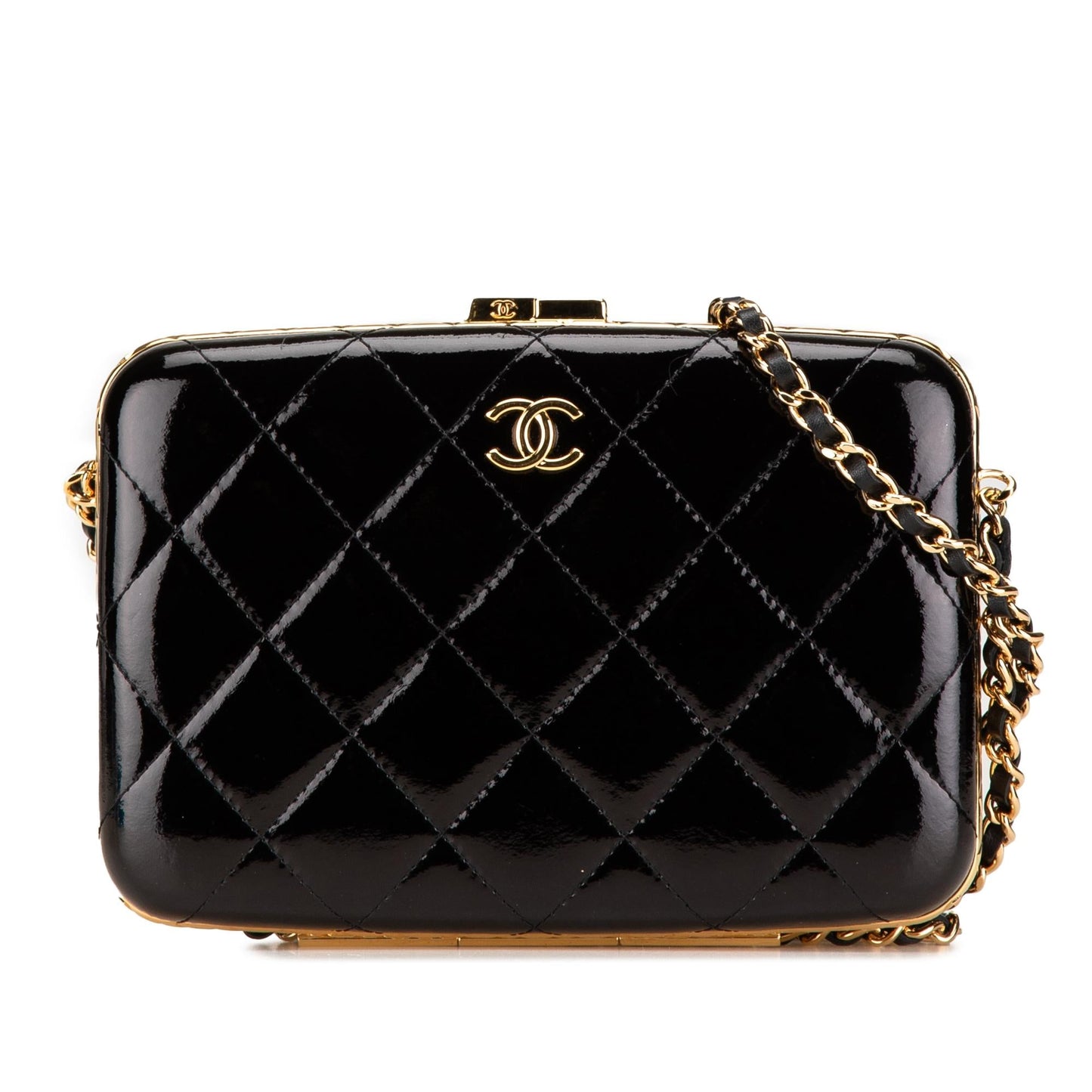 Chanel Large Glazed Goatskin Box With Chain