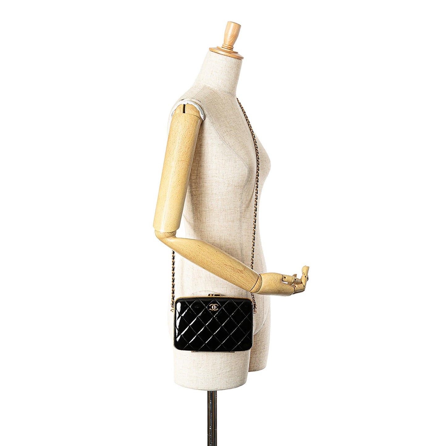 Chanel Large Glazed Goatskin Box With Chain