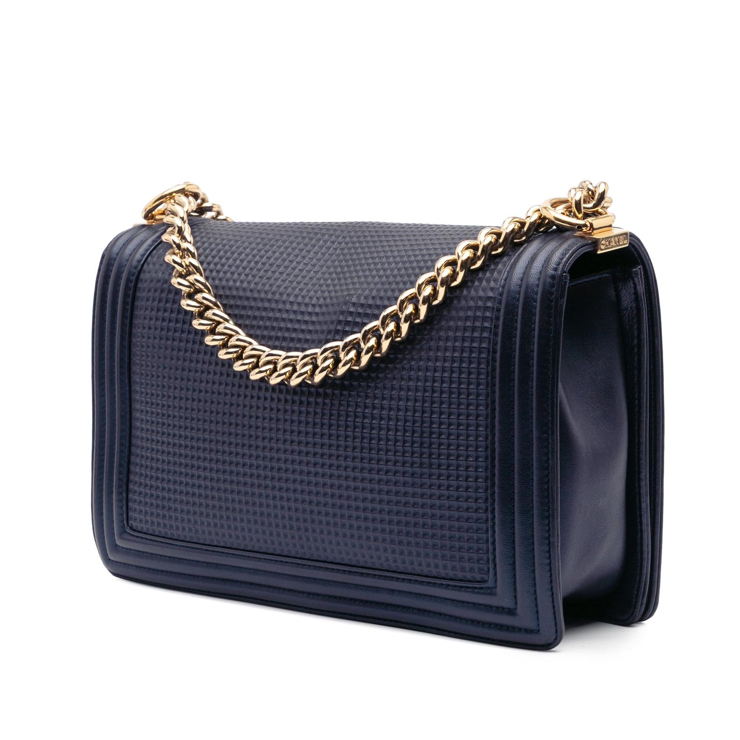 Chanel Large Lambskin Embossed Boy Cube Flap