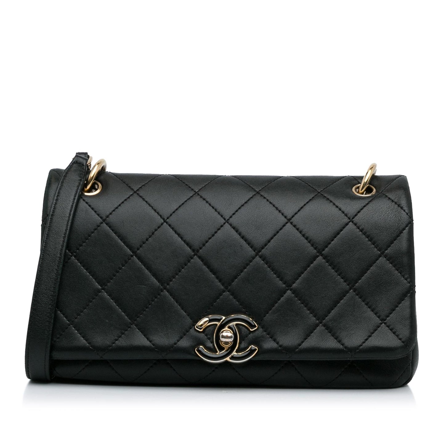 Chanel Large Lambskin Twist Chain Enamel CC Flap