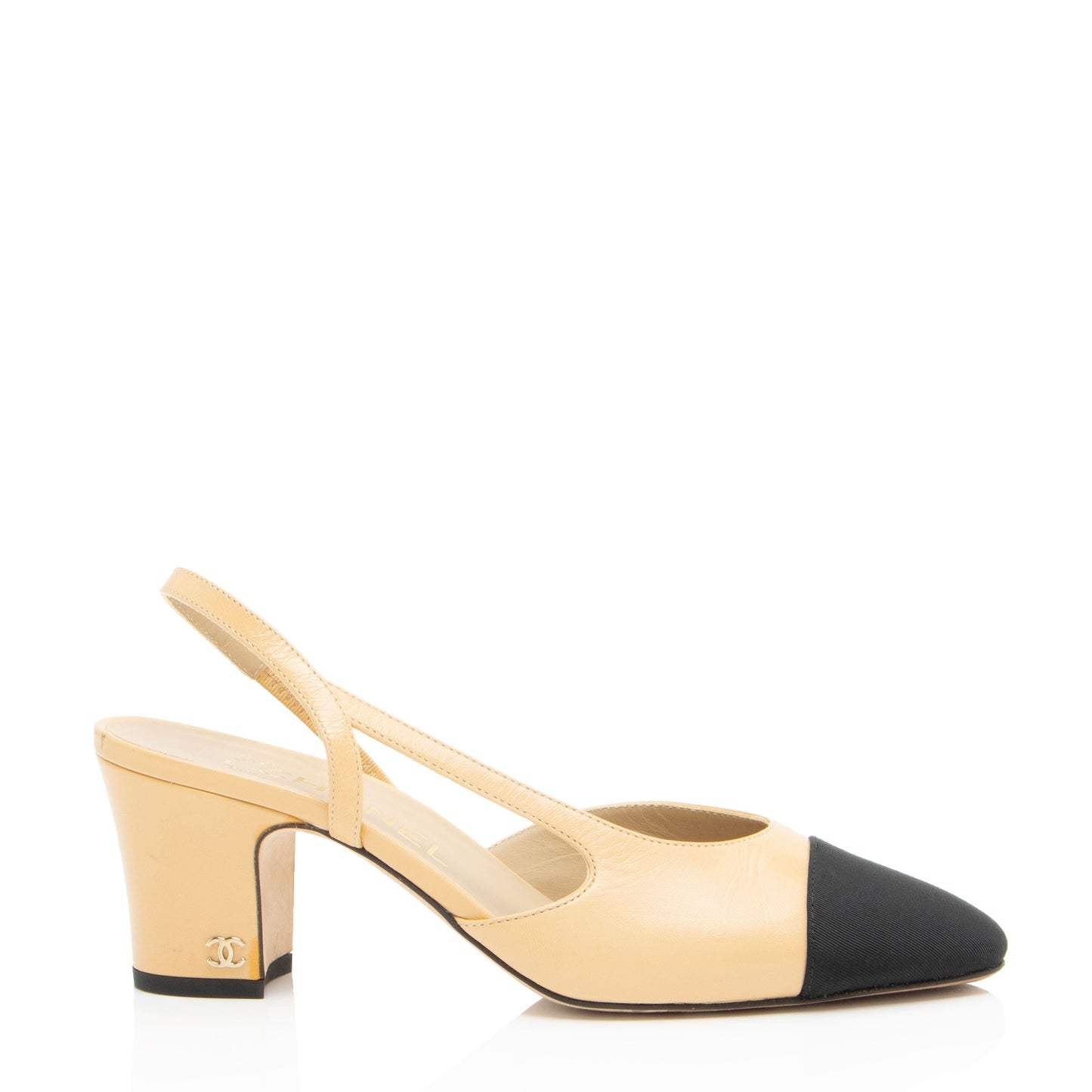 Chanel Leather Grosgrain Cap Toe Pumps - Size 6.5 / 36.5