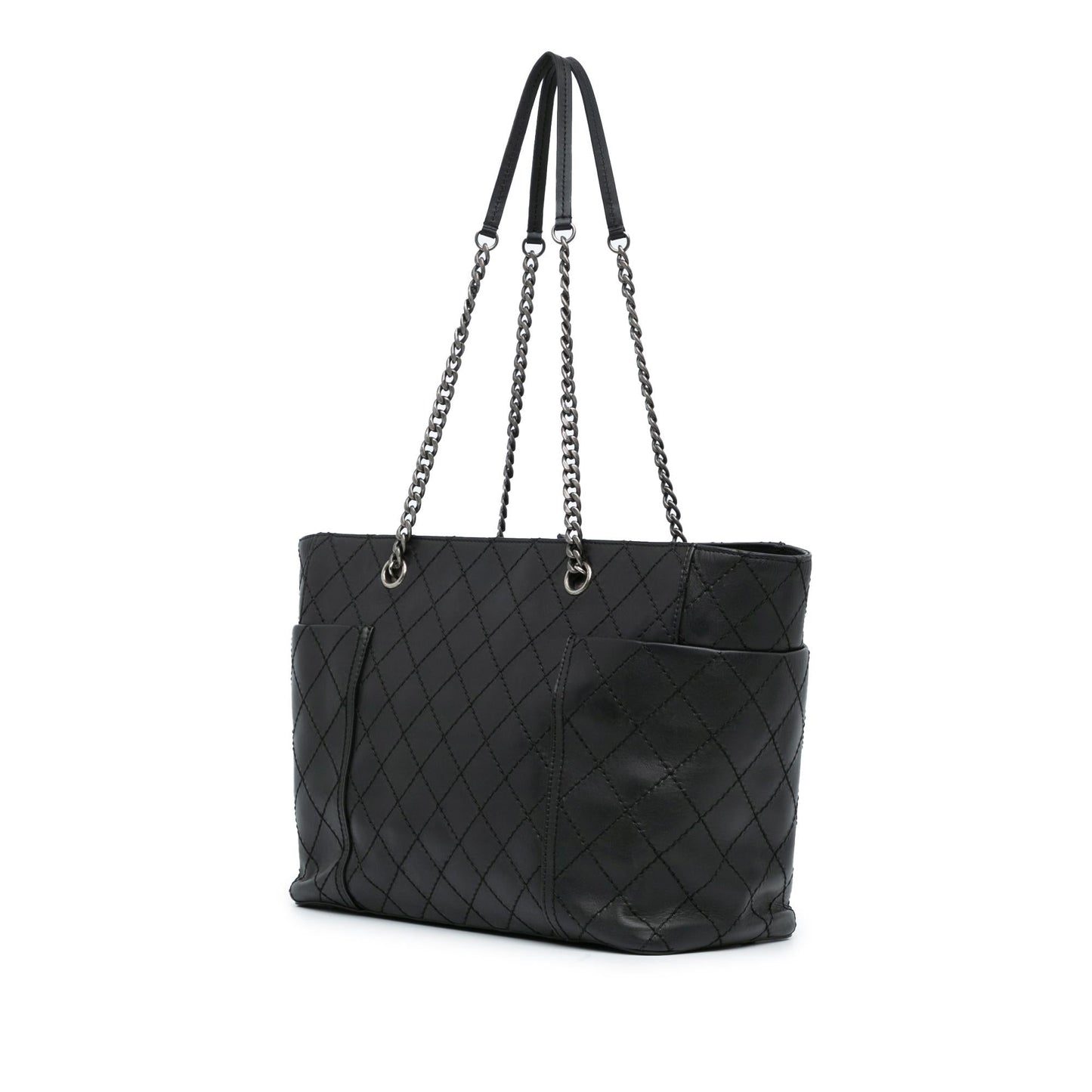Chanel Medium CC Stitched Calfskin Pocket Zipped Chain Tote