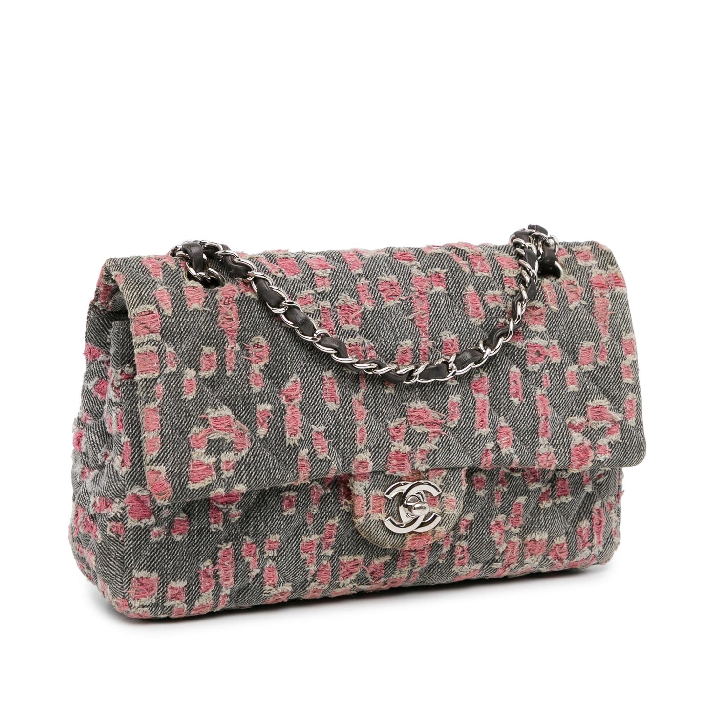 Chanel Medium Classic Distressed Denim Double Flap