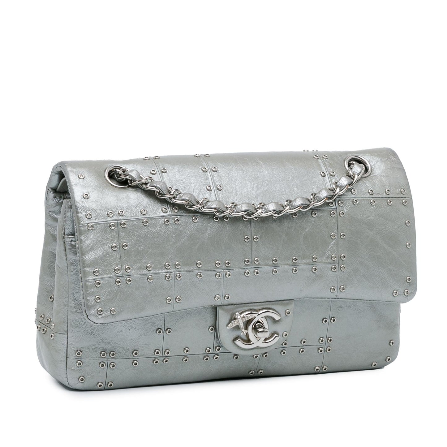 Chanel Medium Glazed Calfskin Grommet Embellished Airline Double Flap (SHG-3ngMjI)