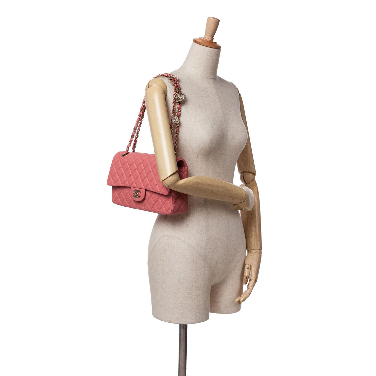 Chanel Medium Lambskin Valentine Heart Charms Single Flap