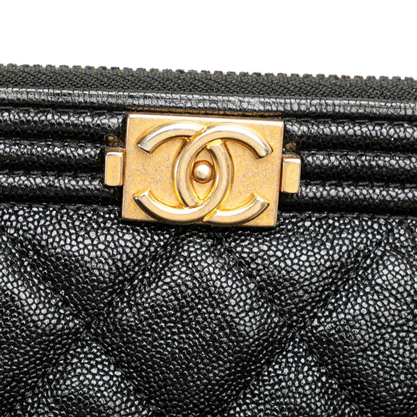 Chanel Medium Quilted Caviar Boy O Case Clutch